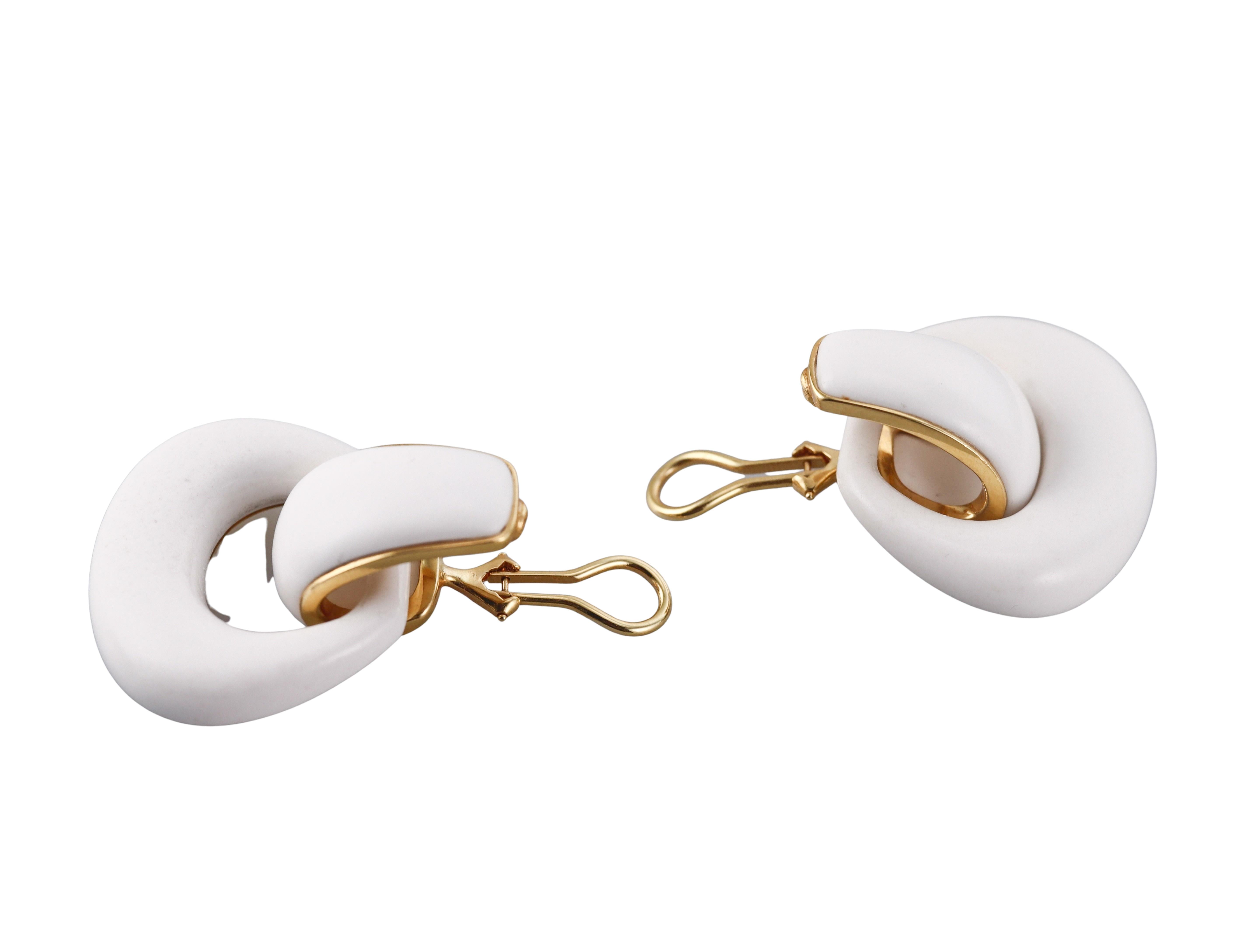 Seaman Schepps Gold White Agate Madison Doorknocker Hoop Earrings