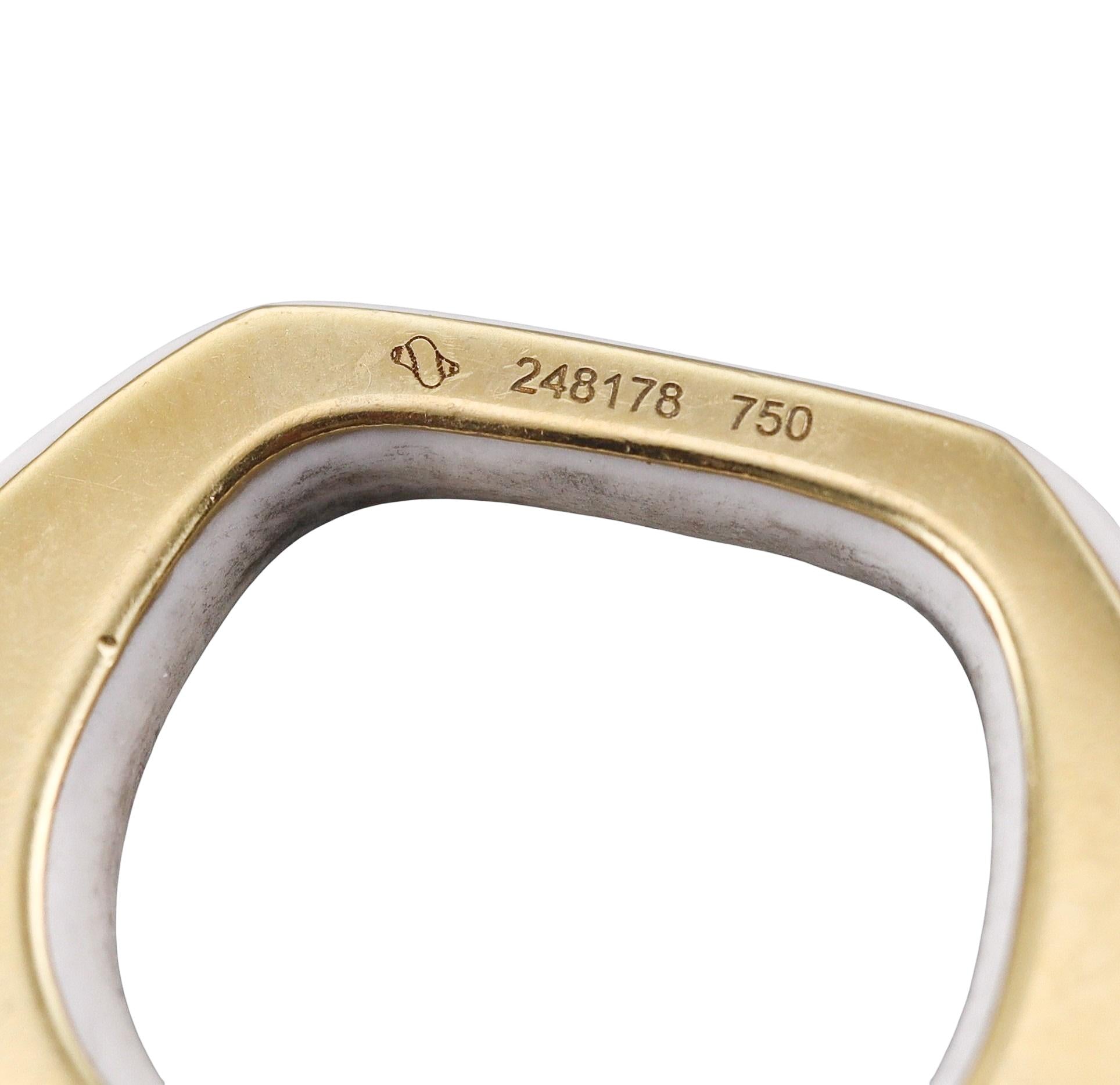 Seaman Schepps Gold White Agate Madison Doorknocker Hoop Earrings