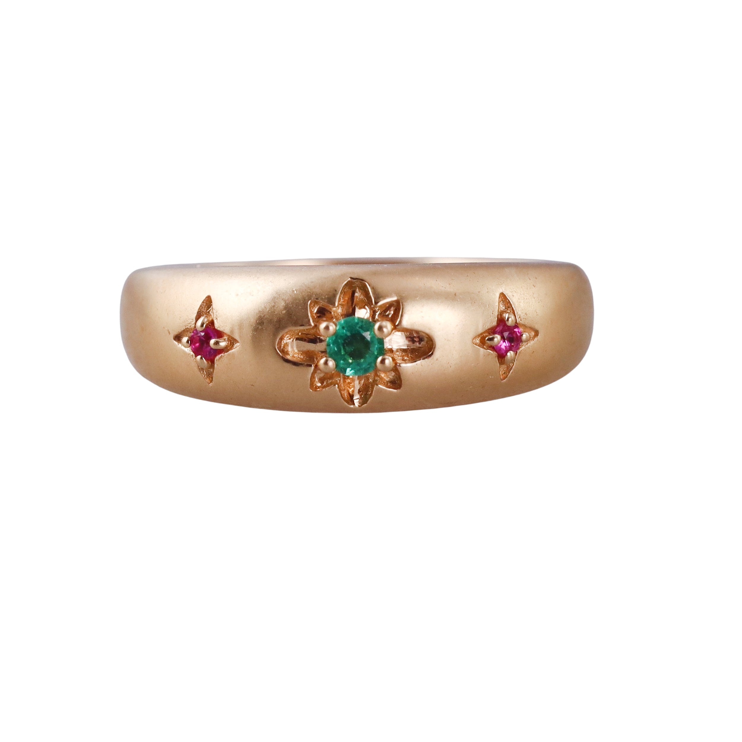Orly Marcel Gold Emerald Ruby Lotus Gypsy Ring