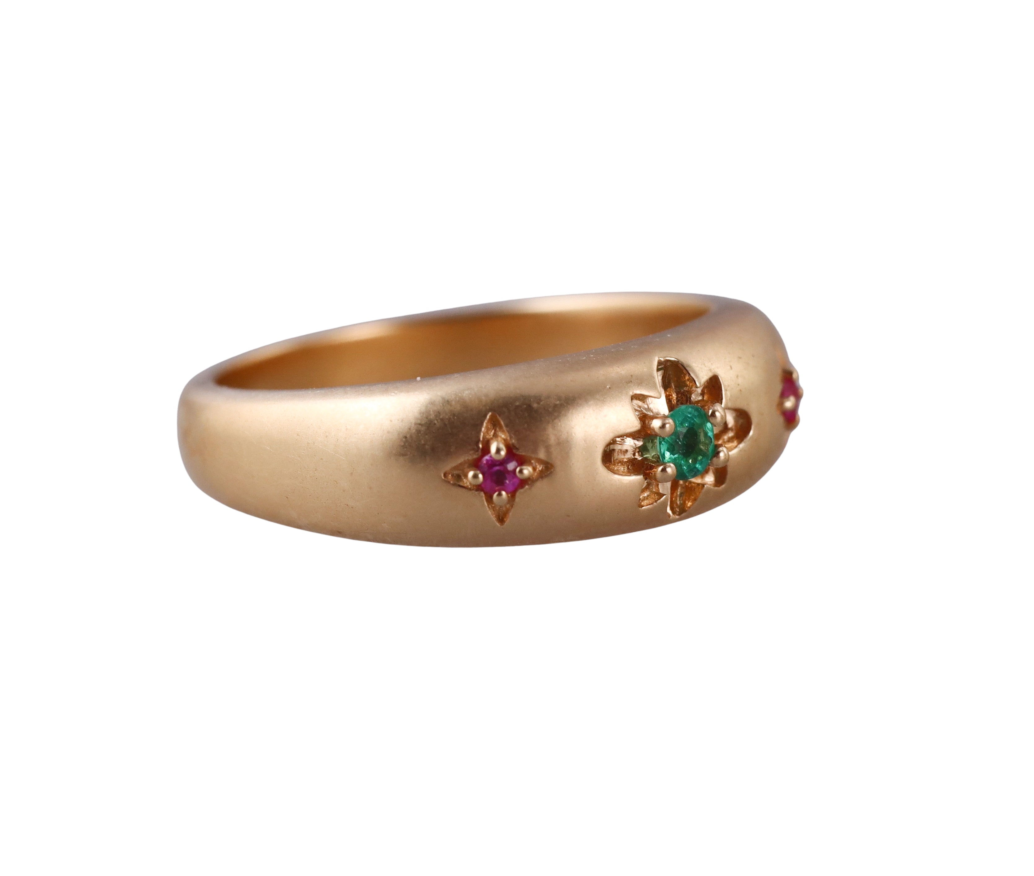 Orly Marcel Gold Emerald Ruby Lotus Gypsy Ring