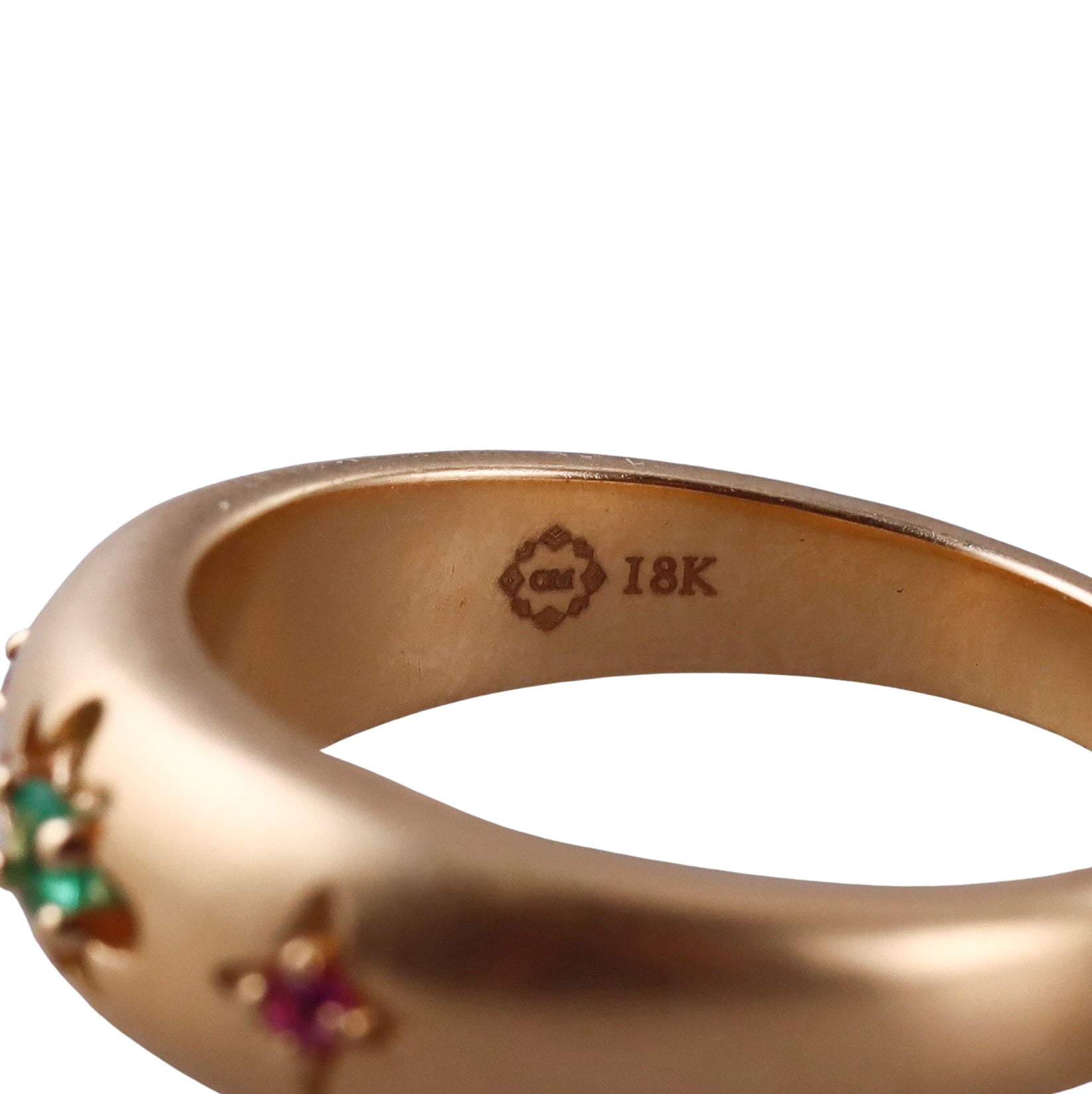 Orly Marcel Gold Emerald Ruby Lotus Gypsy Ring