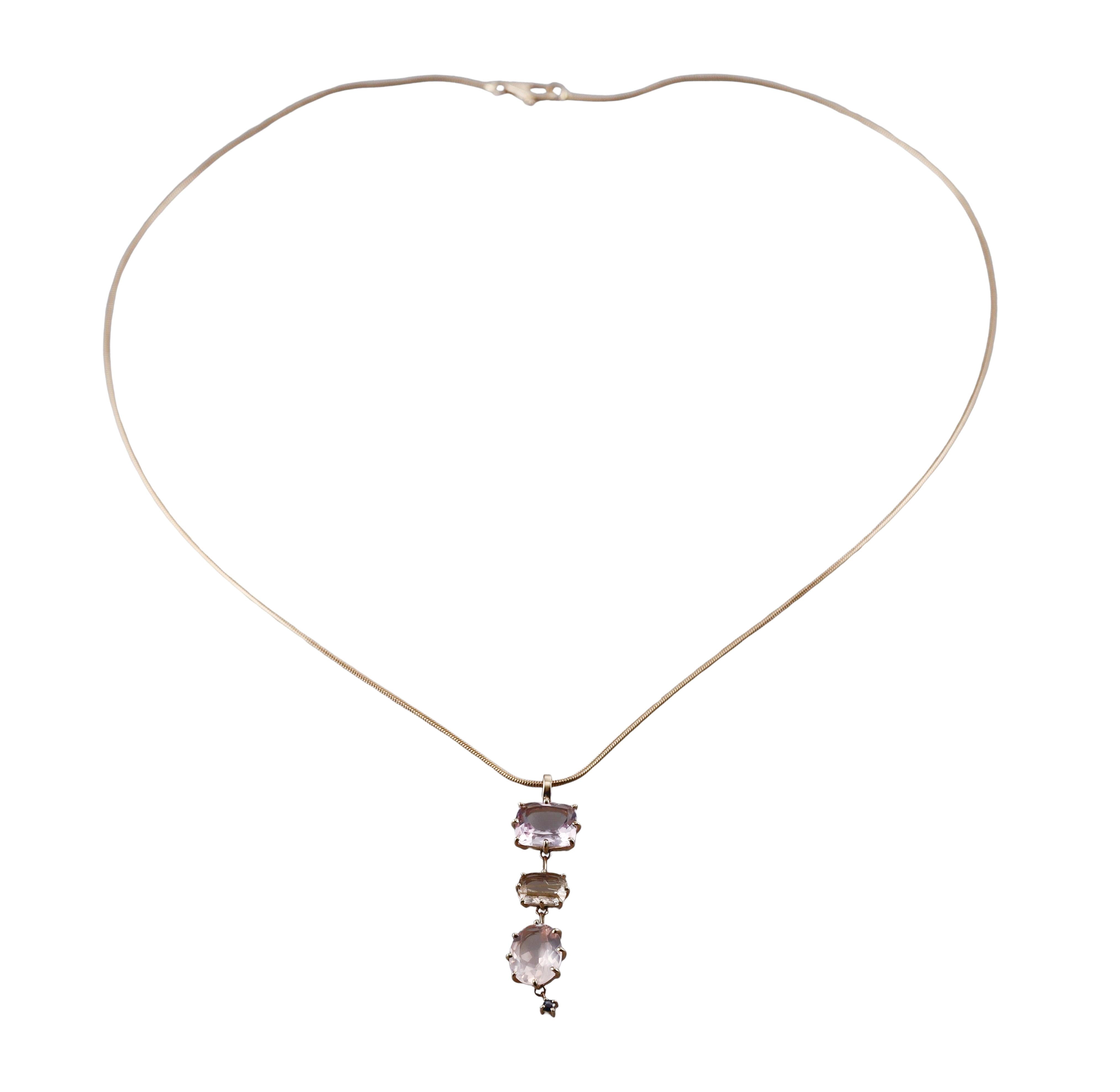 H. Stern Sunrise Quartz Amethyst Sapphire Gold Pendant Necklace