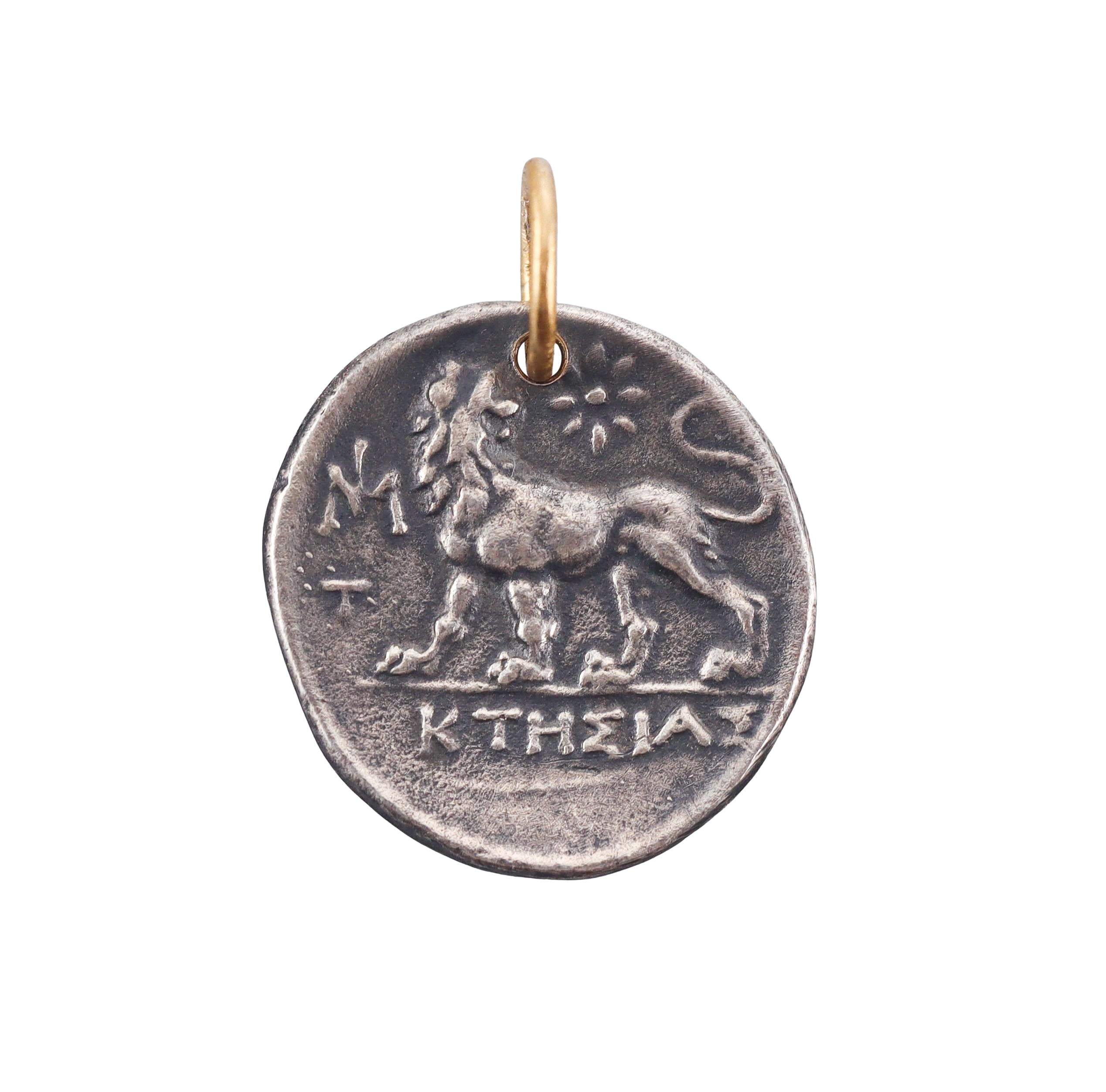 Ancient Inspired Silver Gold Ruby Greek Apollo Miletos Pendant