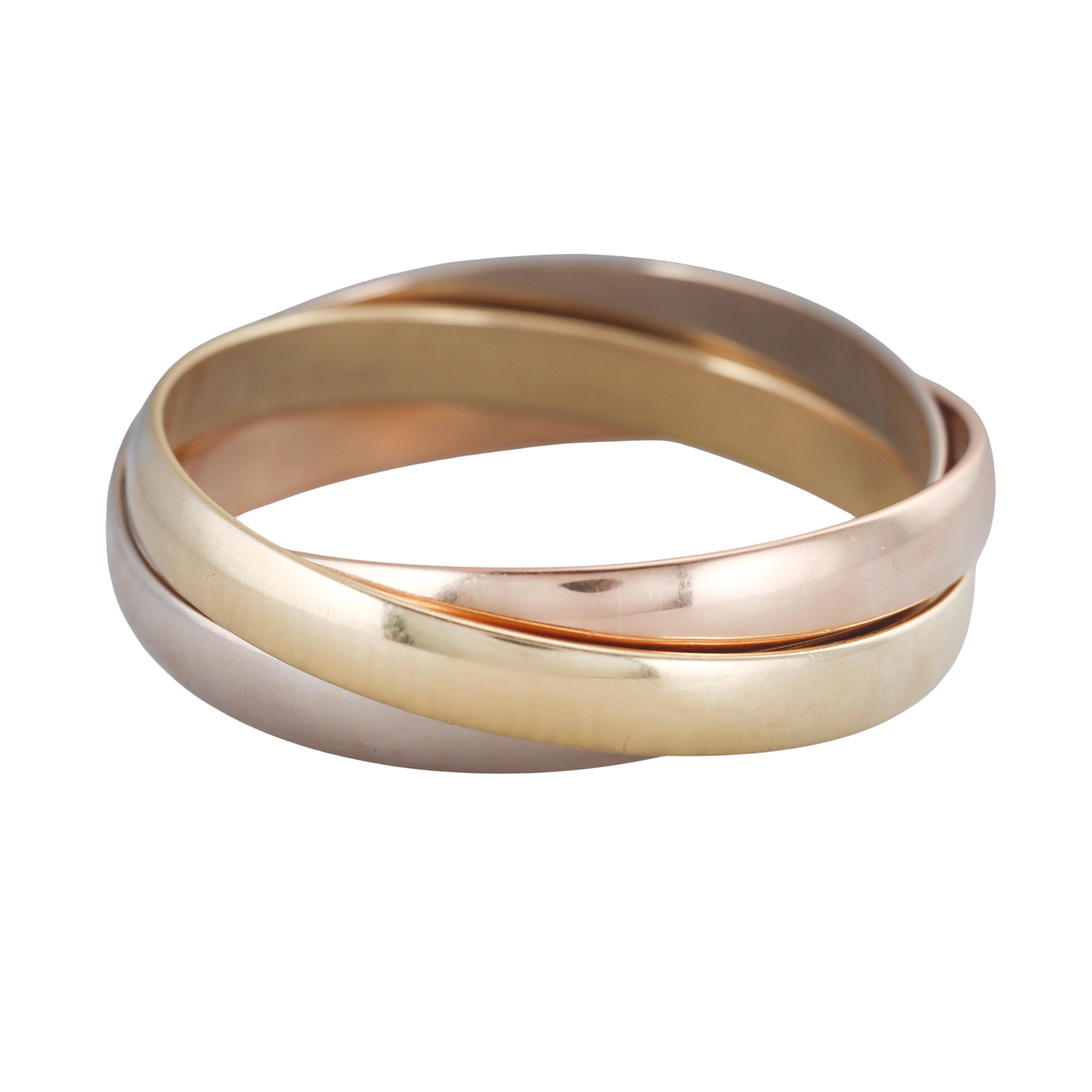 Vintage Cartier Trinity Extra-Large Model Tri Color Gold Bangle Bracelet