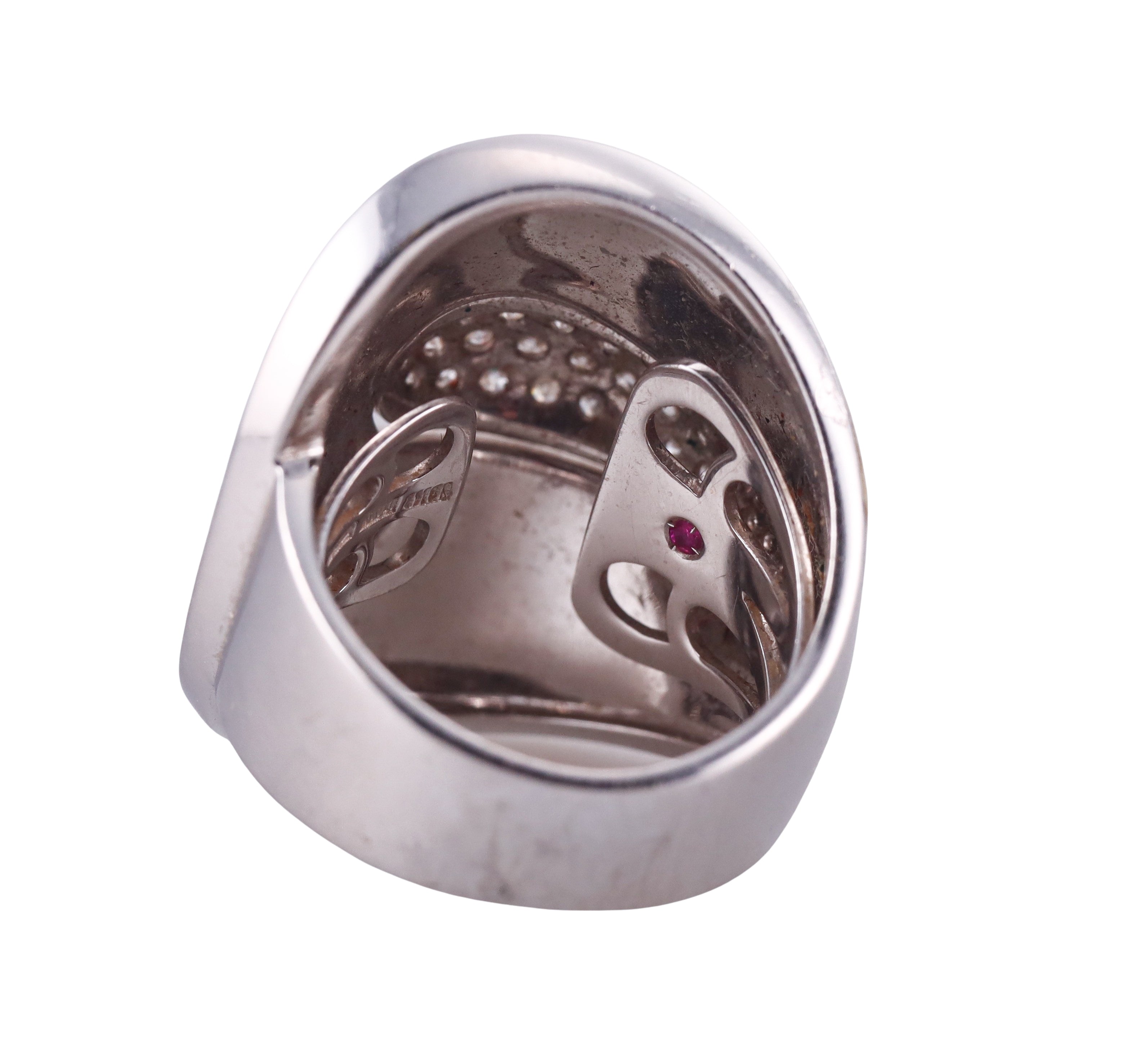 Roberto Coin White Enamel Diamond Gold Ring