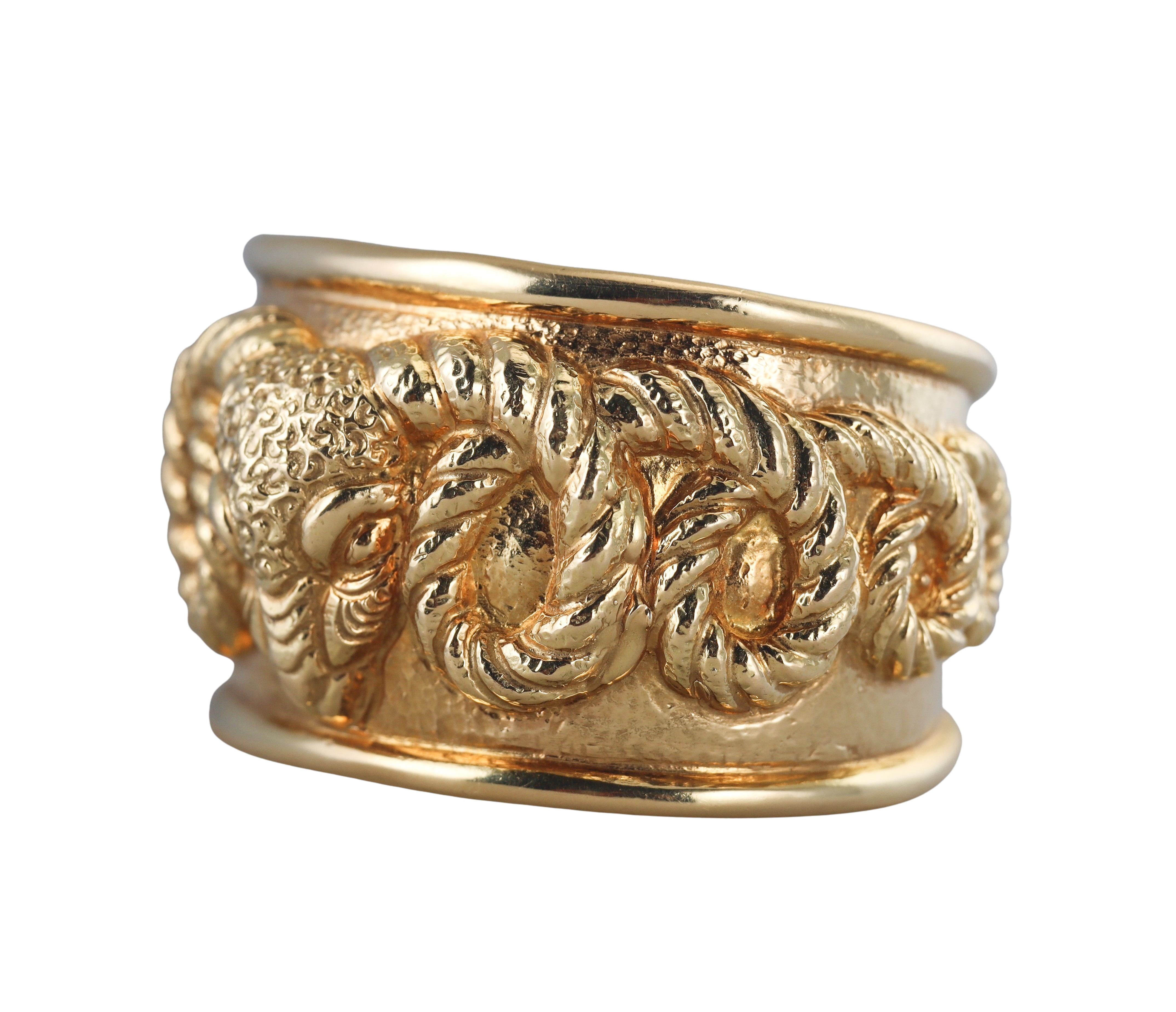 David Webb Repoussé Ram's Head Cuff Bracelet