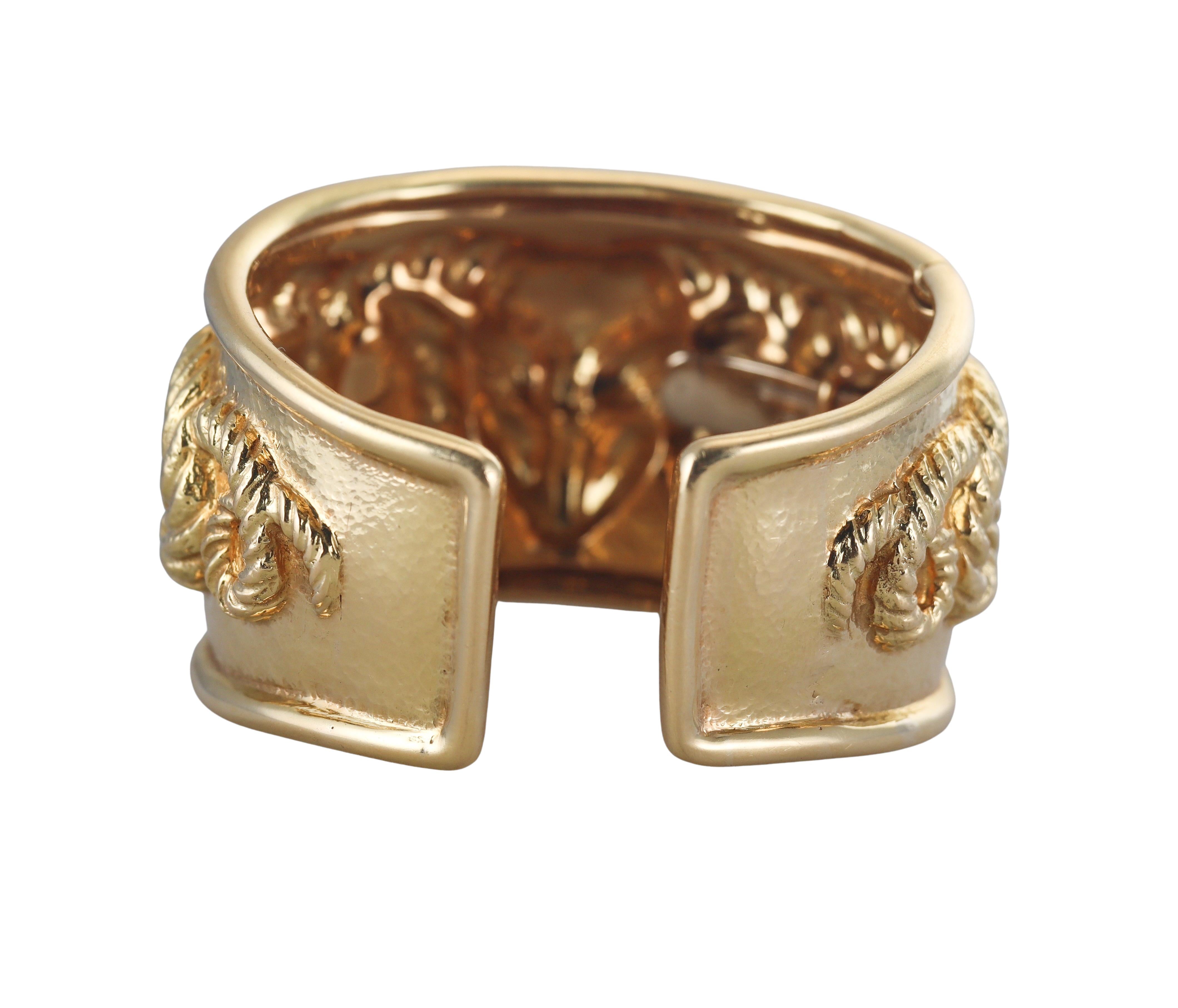 David Webb Repoussé Ram's Head Cuff Bracelet