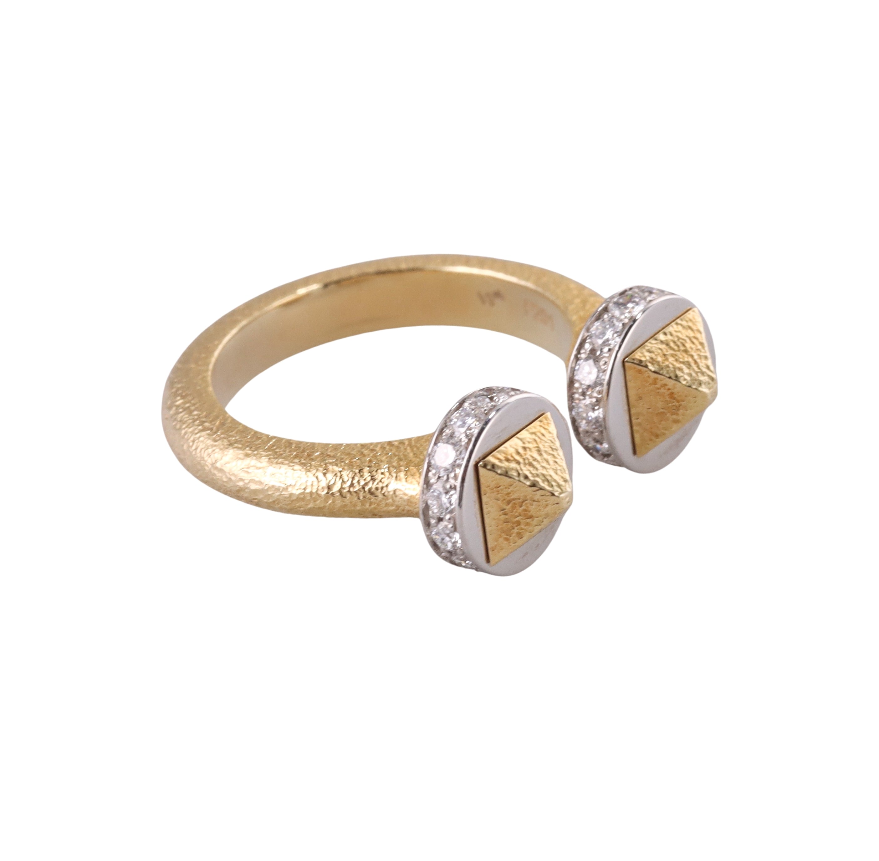 David Webb Gold Hammered Bastille Ring