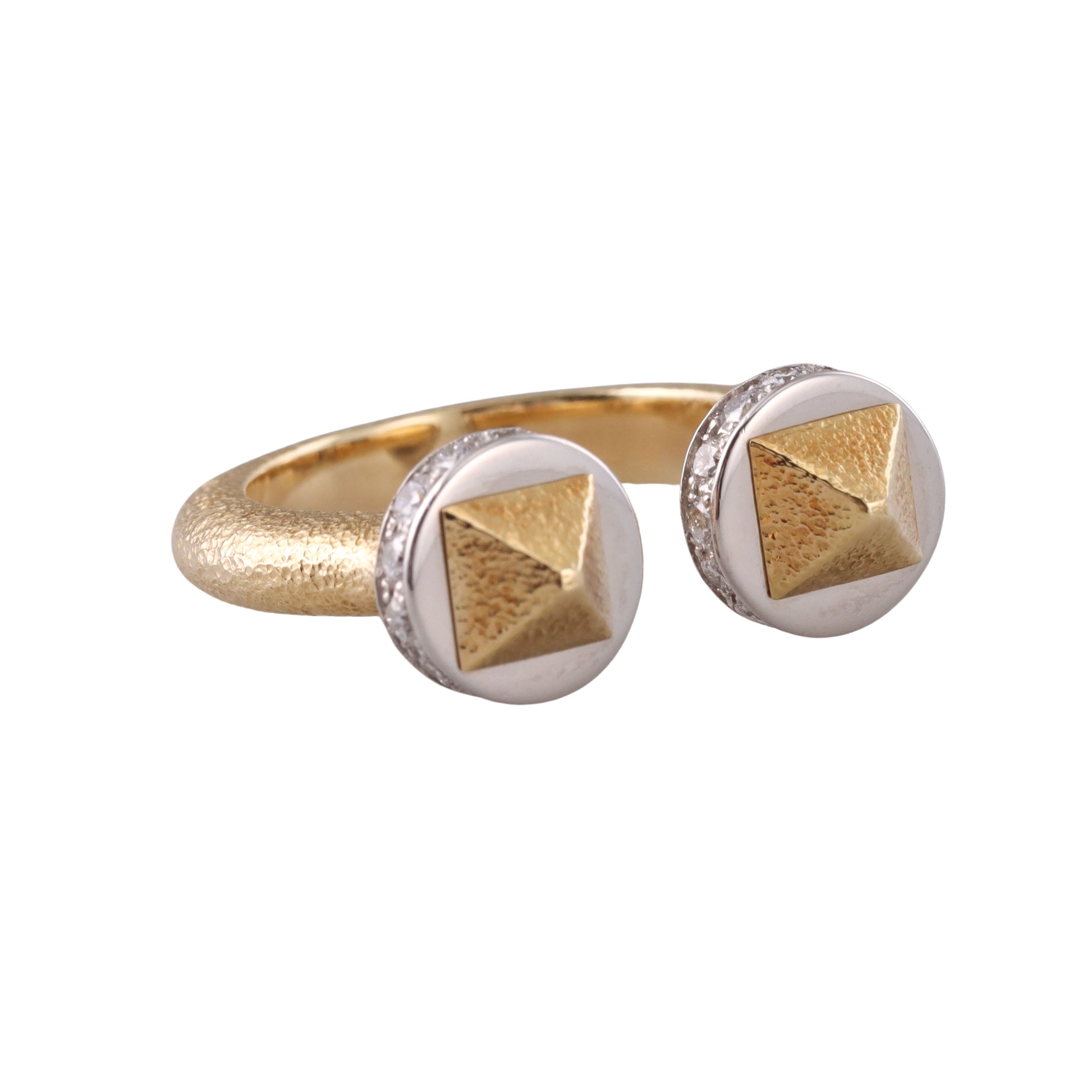 David Webb Gold Hammered Bastille Ring