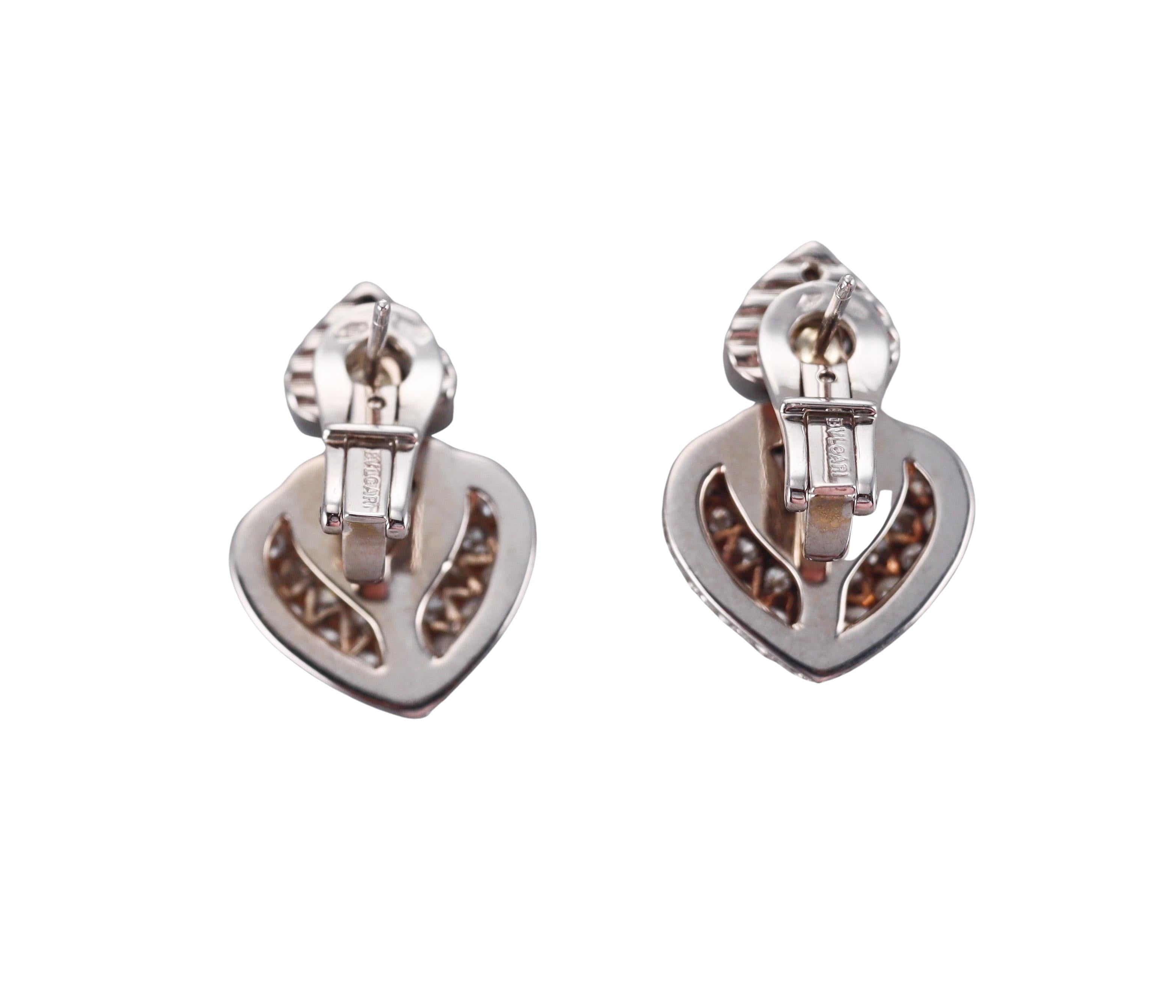 Bulgari Doppio Cuore Diamond Gold Earrings