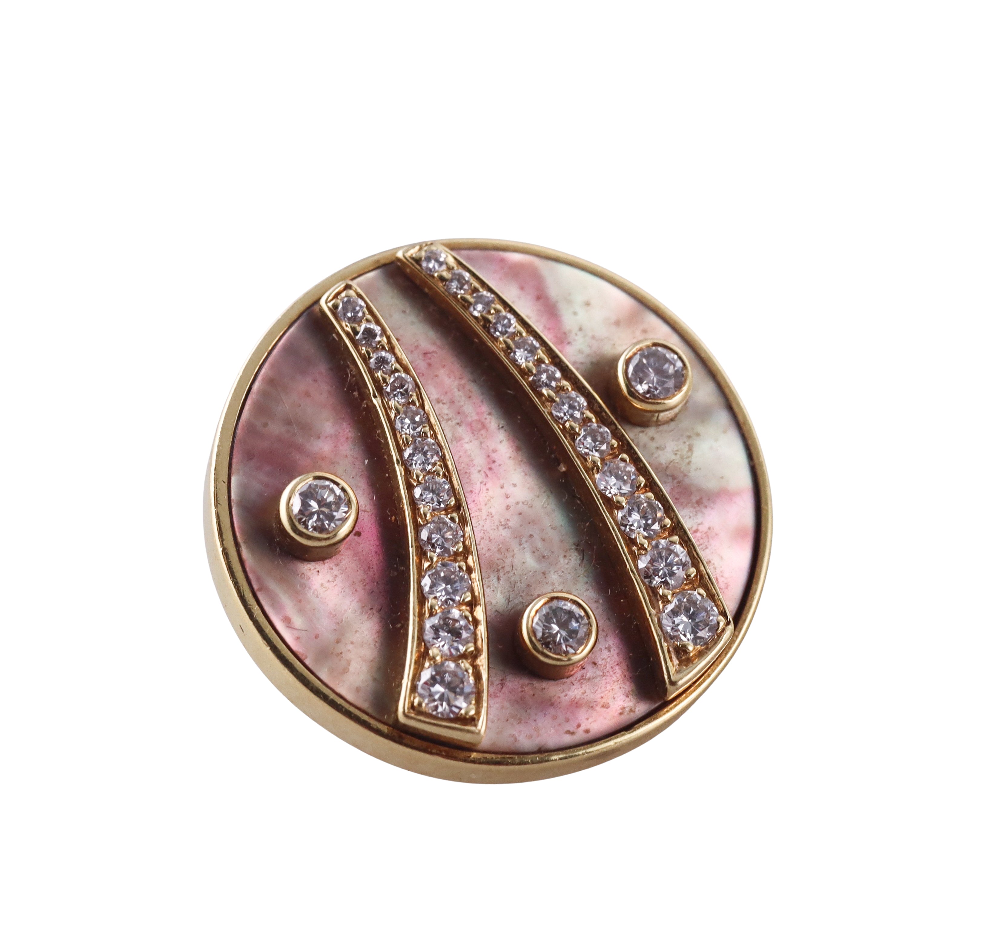 GemLok Diamond Abalone Gold Earrings