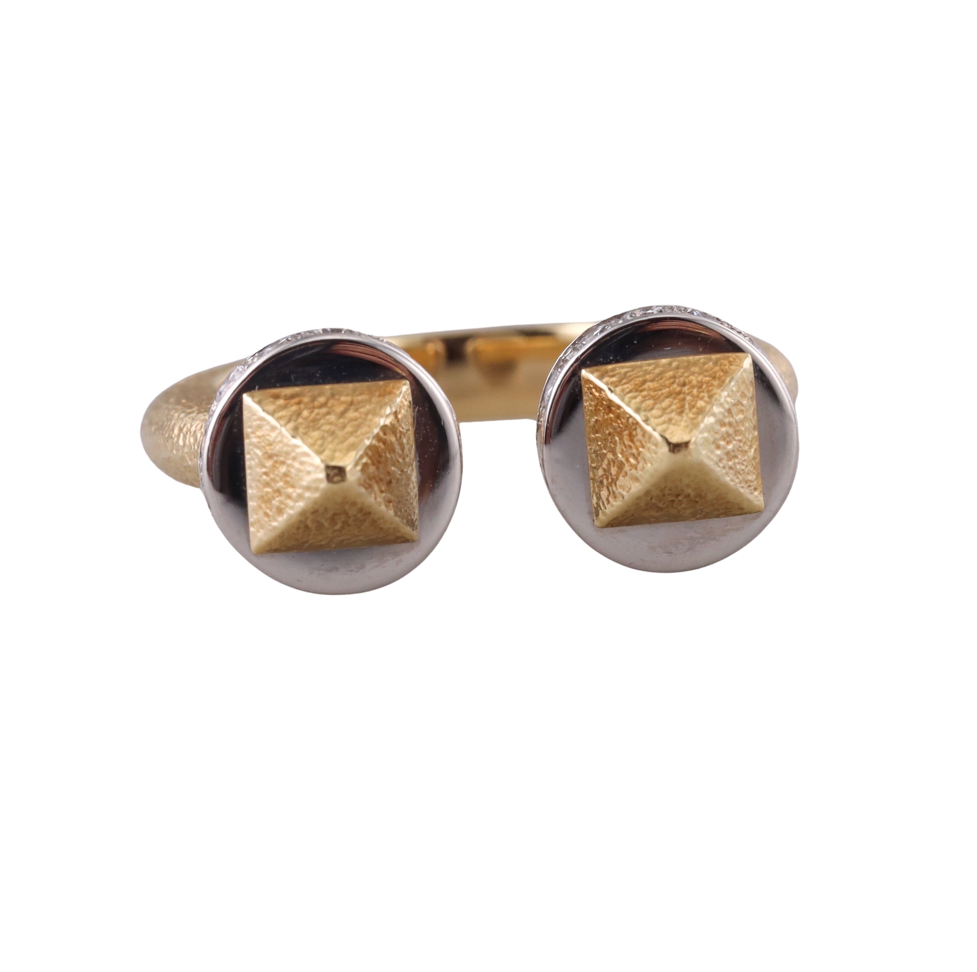 David Webb Gold Hammered Bastille Ring