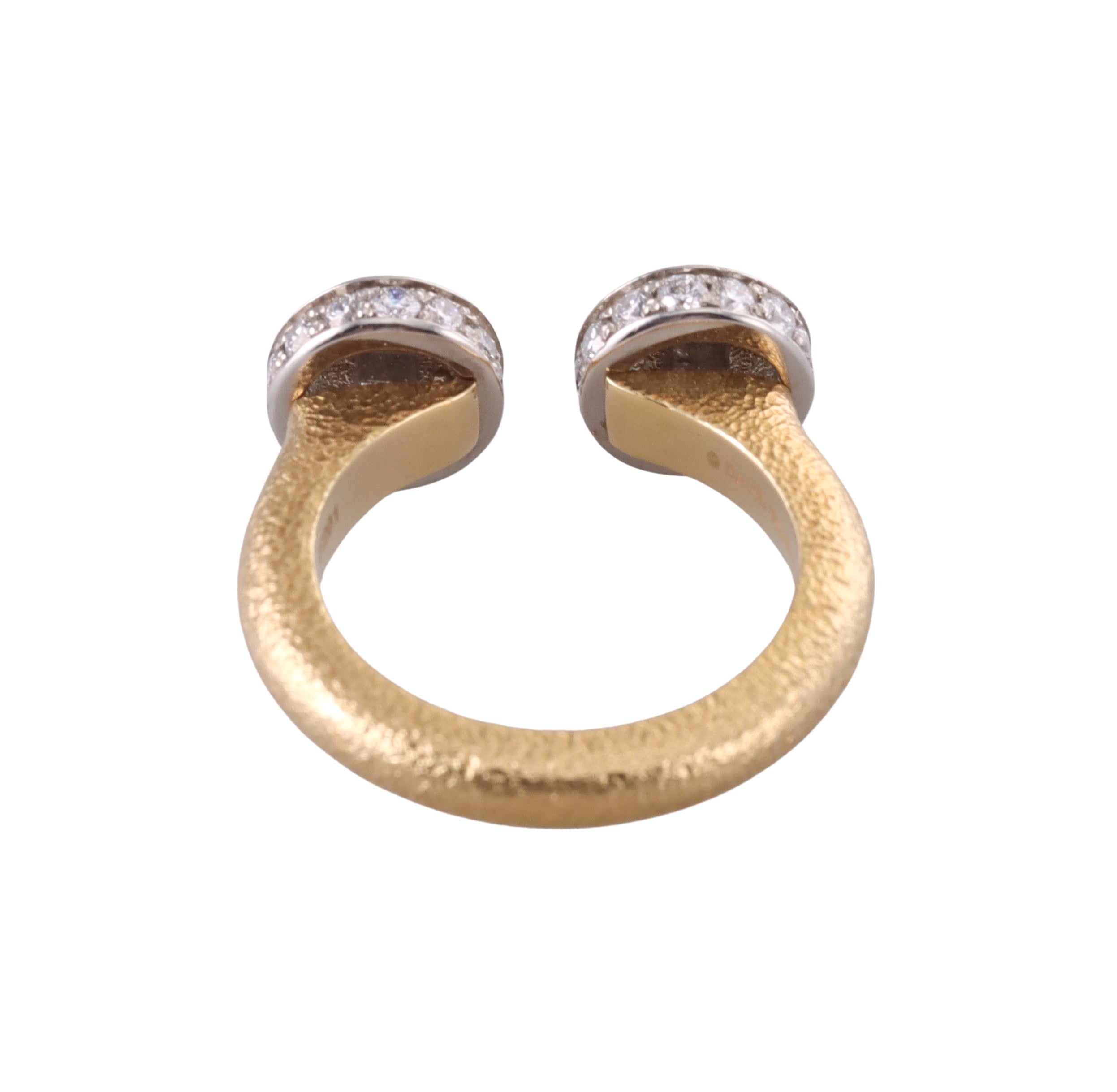 David Webb Gold Hammered Bastille Ring