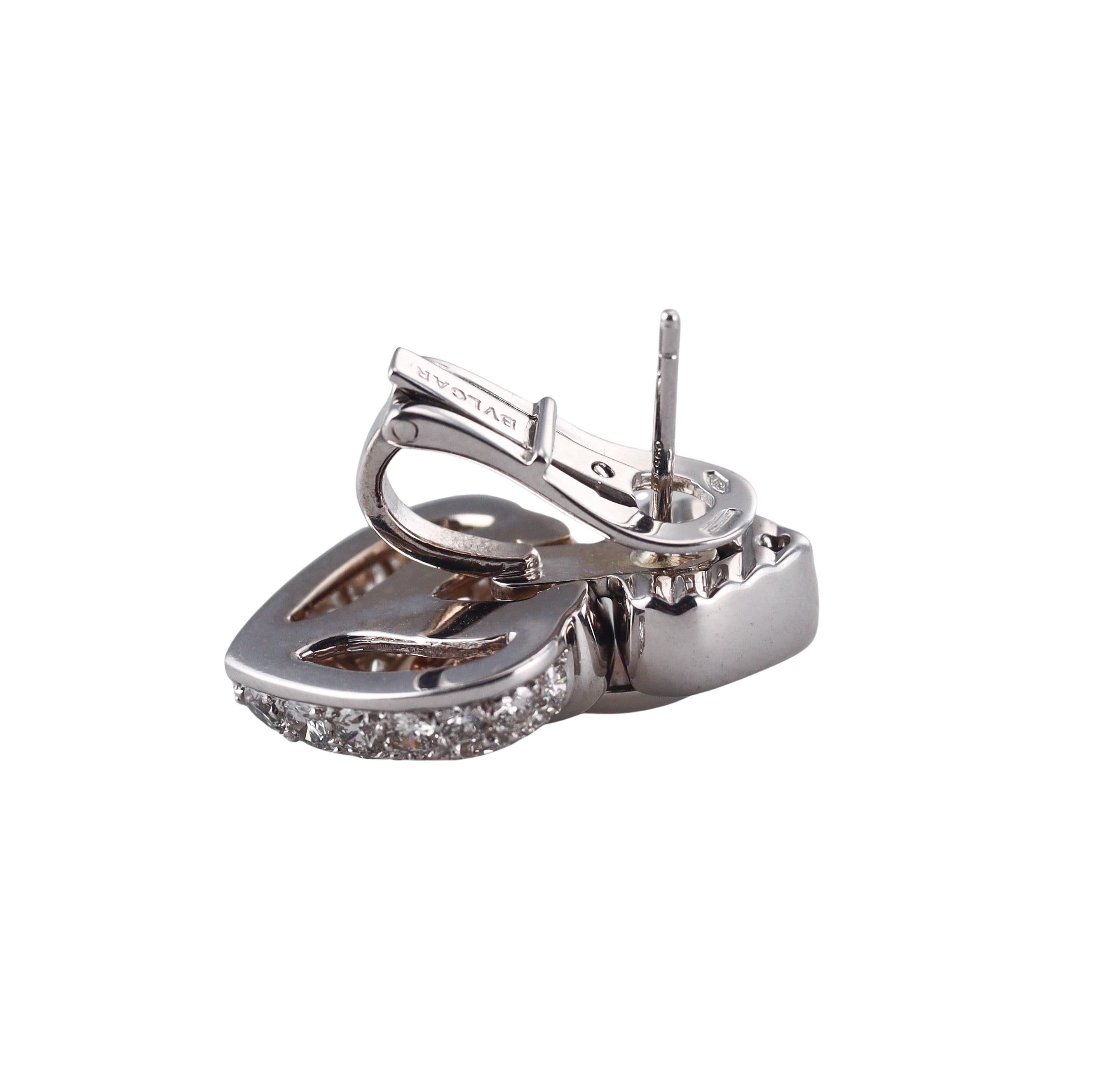 Bulgari Doppio Cuore Diamond Gold Earrings