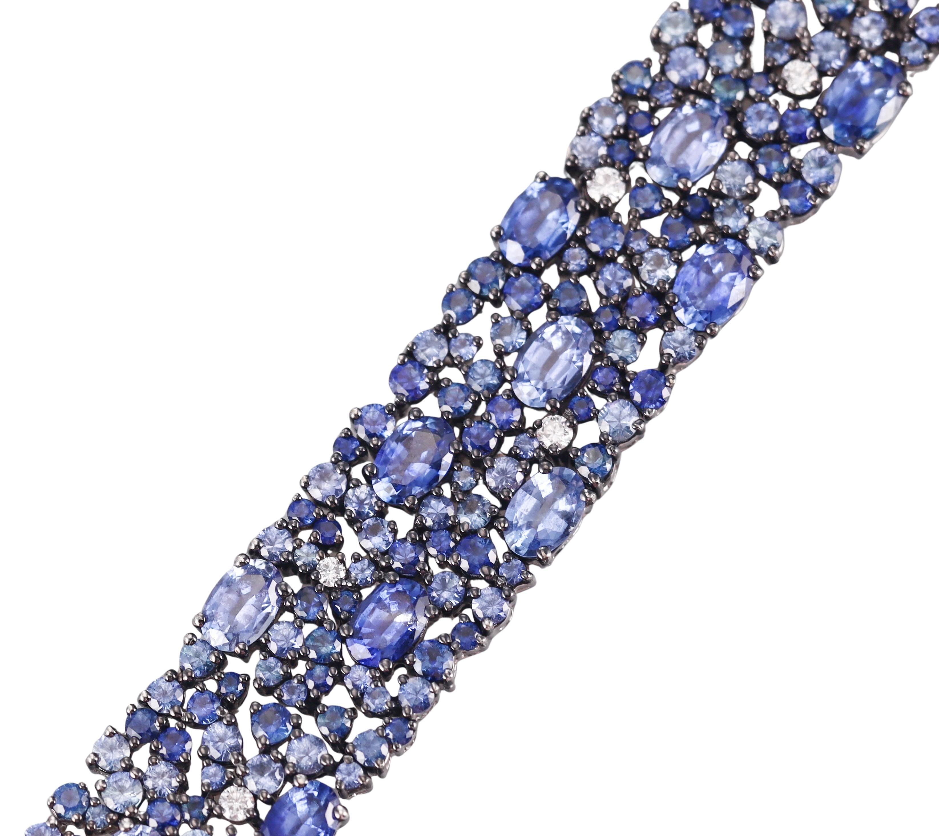 Robert Procop 27ctw No Heat Sapphire Diamond Gold Bracelet