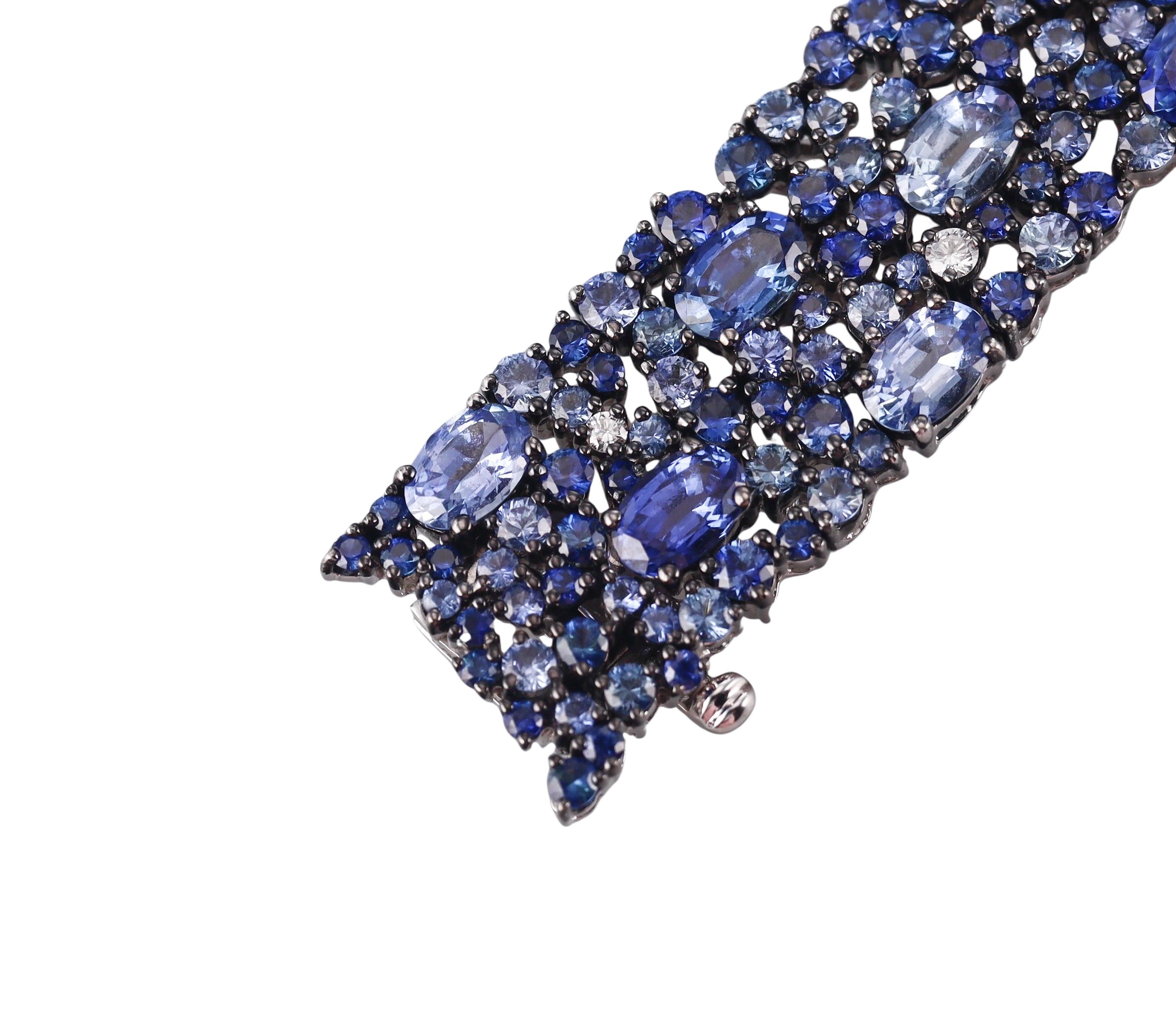 Robert Procop 27ctw No Heat Sapphire Diamond Gold Bracelet