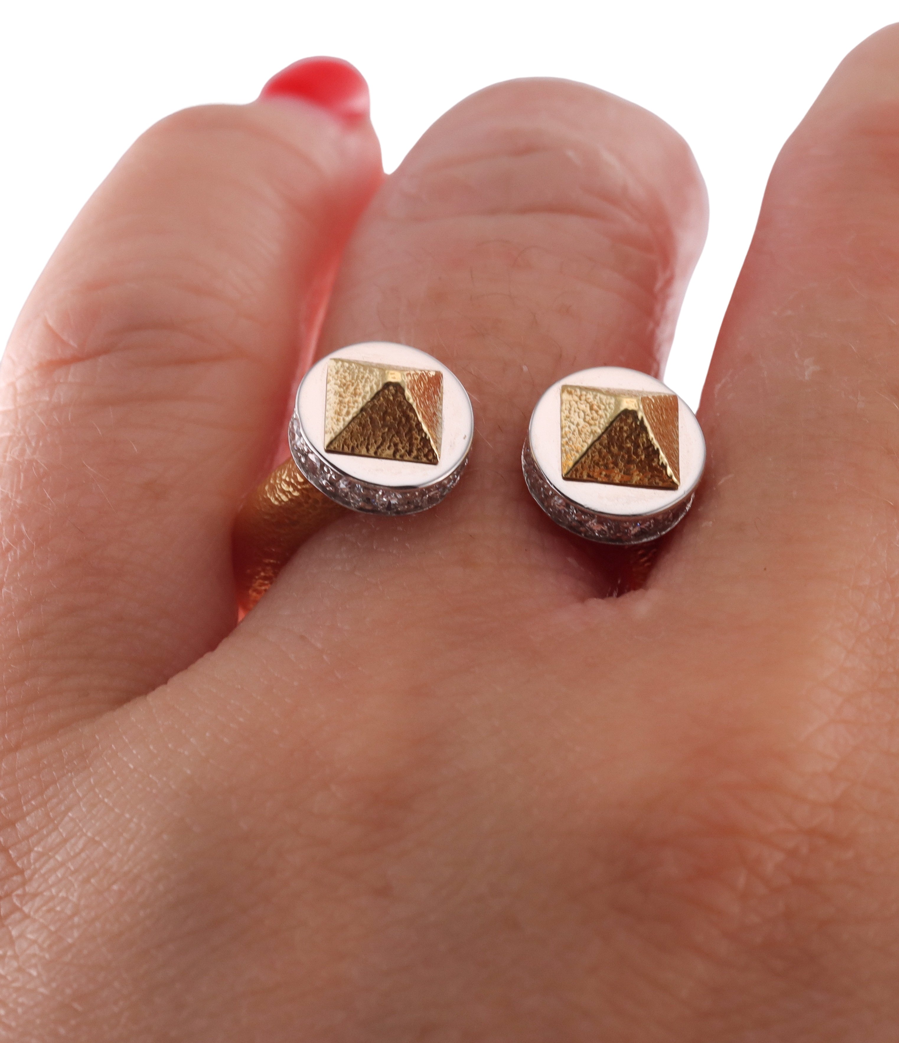 David Webb Gold Hammered Bastille Ring