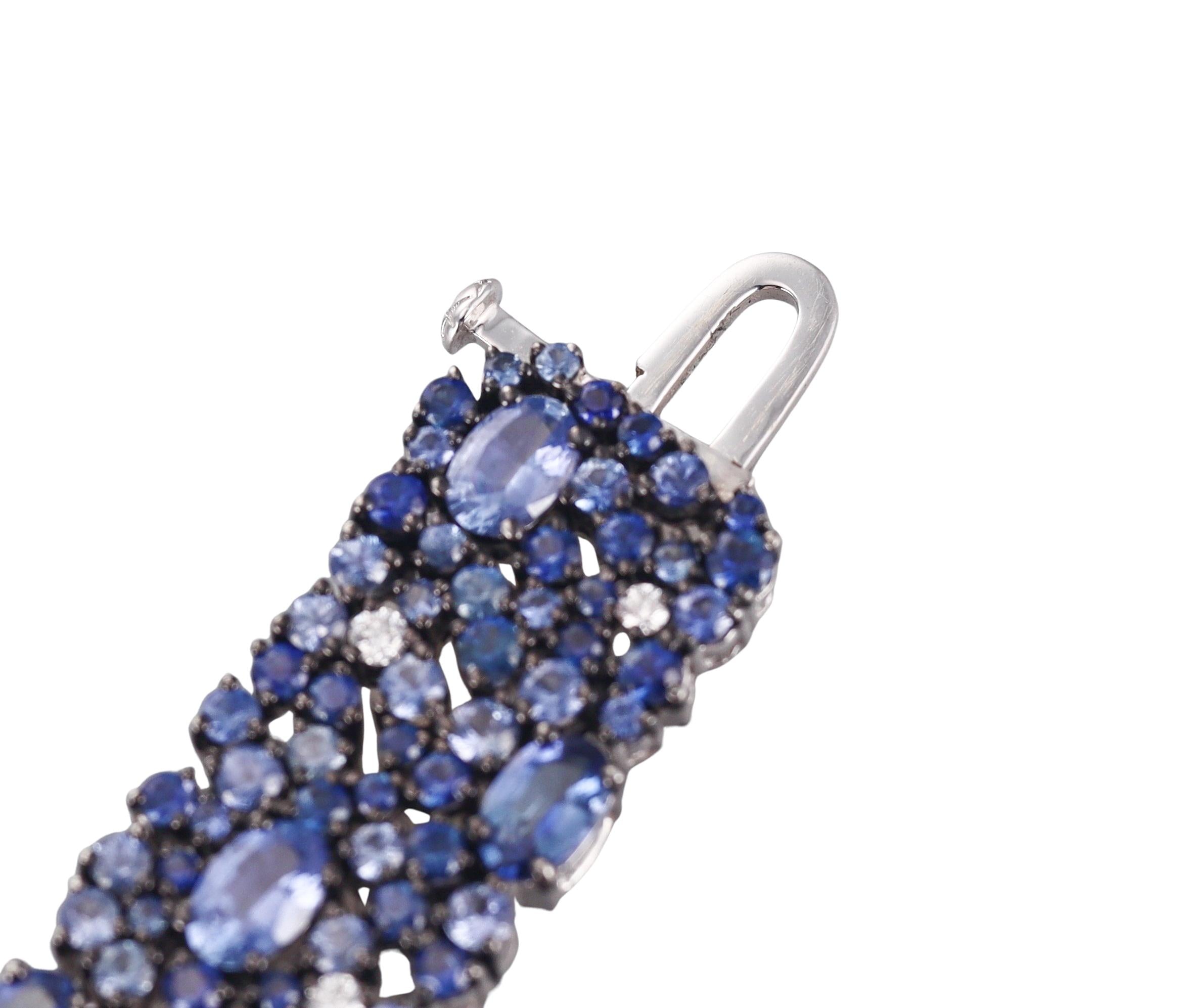 Robert Procop 27ctw No Heat Sapphire Diamond Gold Bracelet