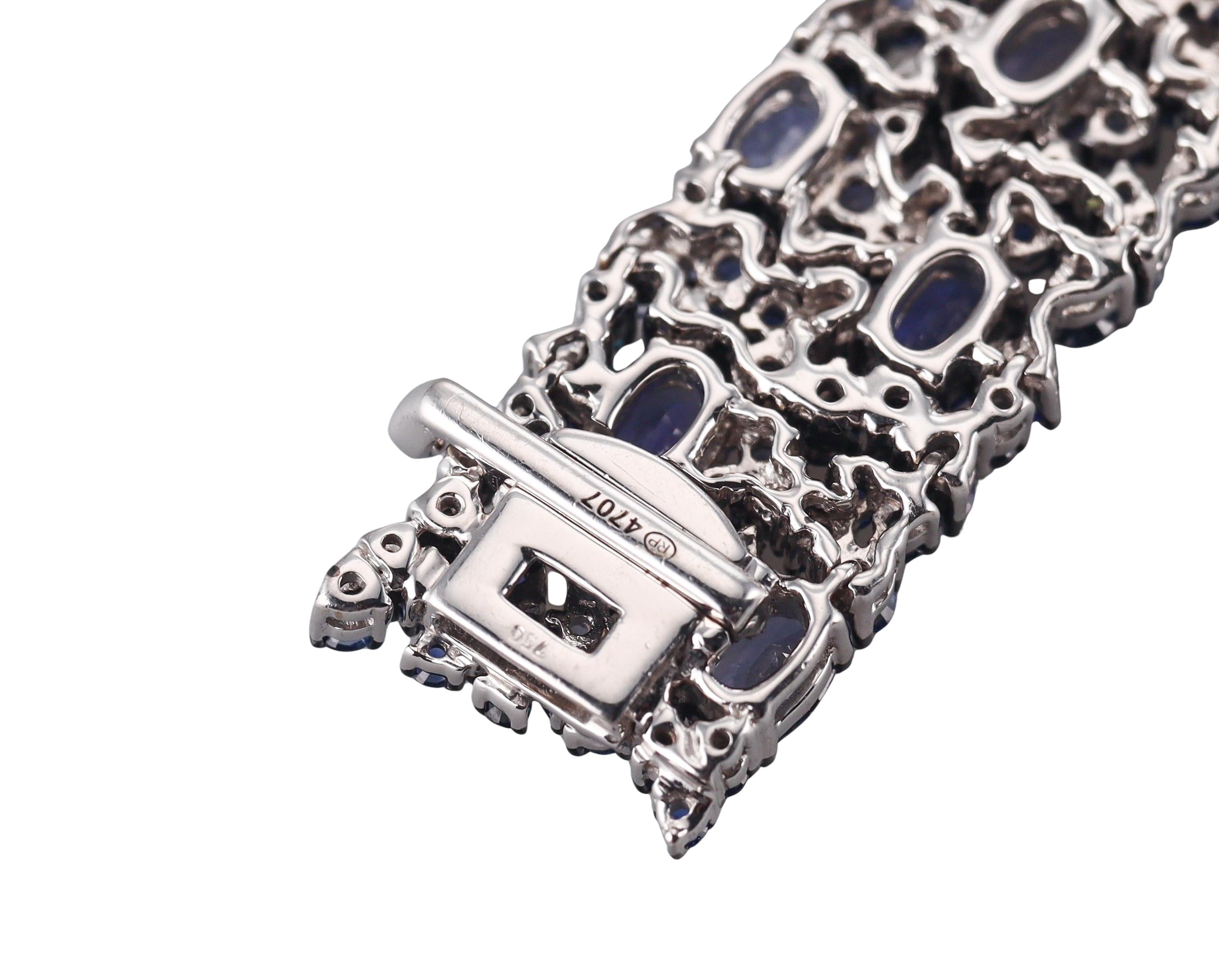 Robert Procop 27ctw No Heat Sapphire Diamond Gold Bracelet