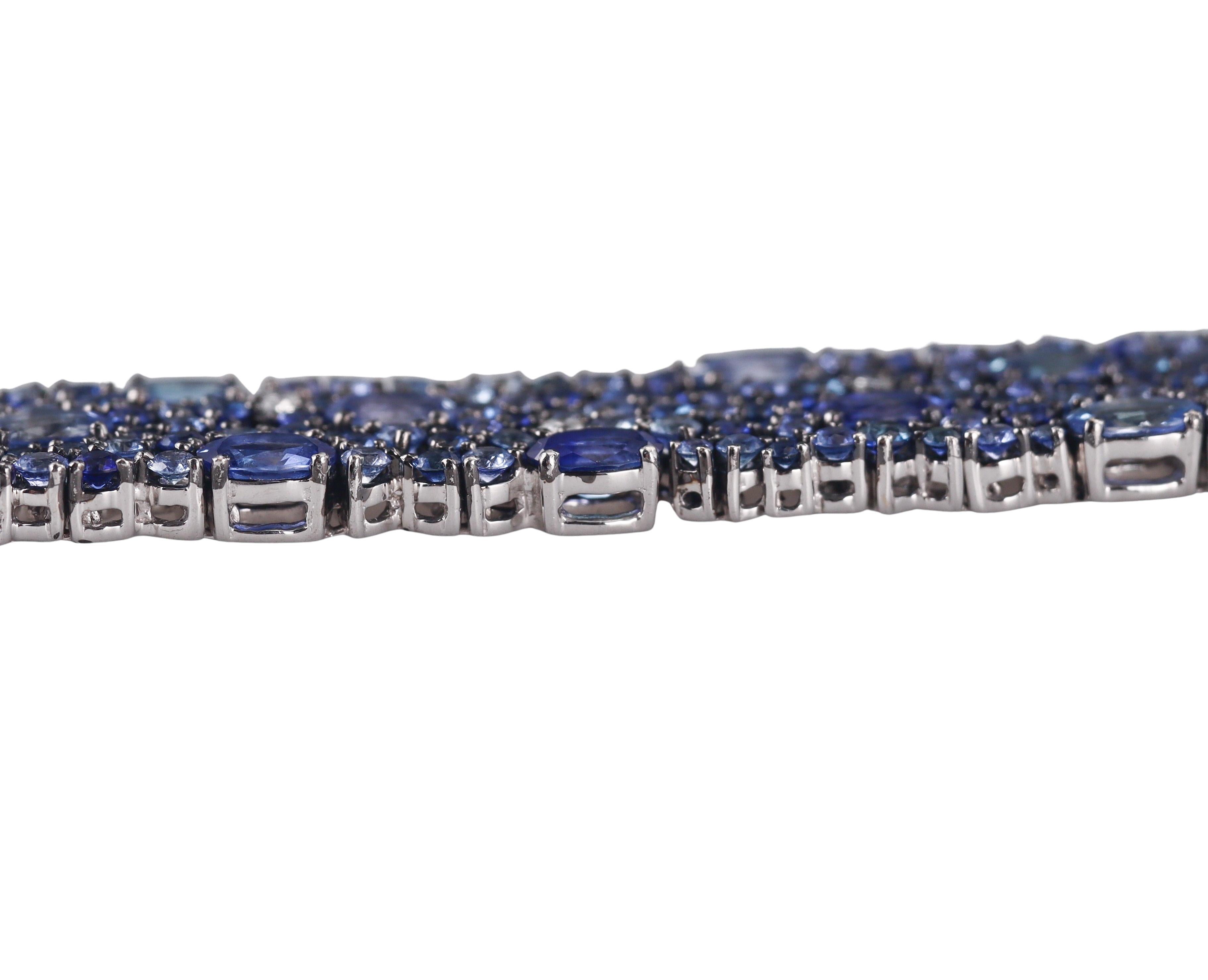 Robert Procop 27ctw No Heat Sapphire Diamond Gold Bracelet