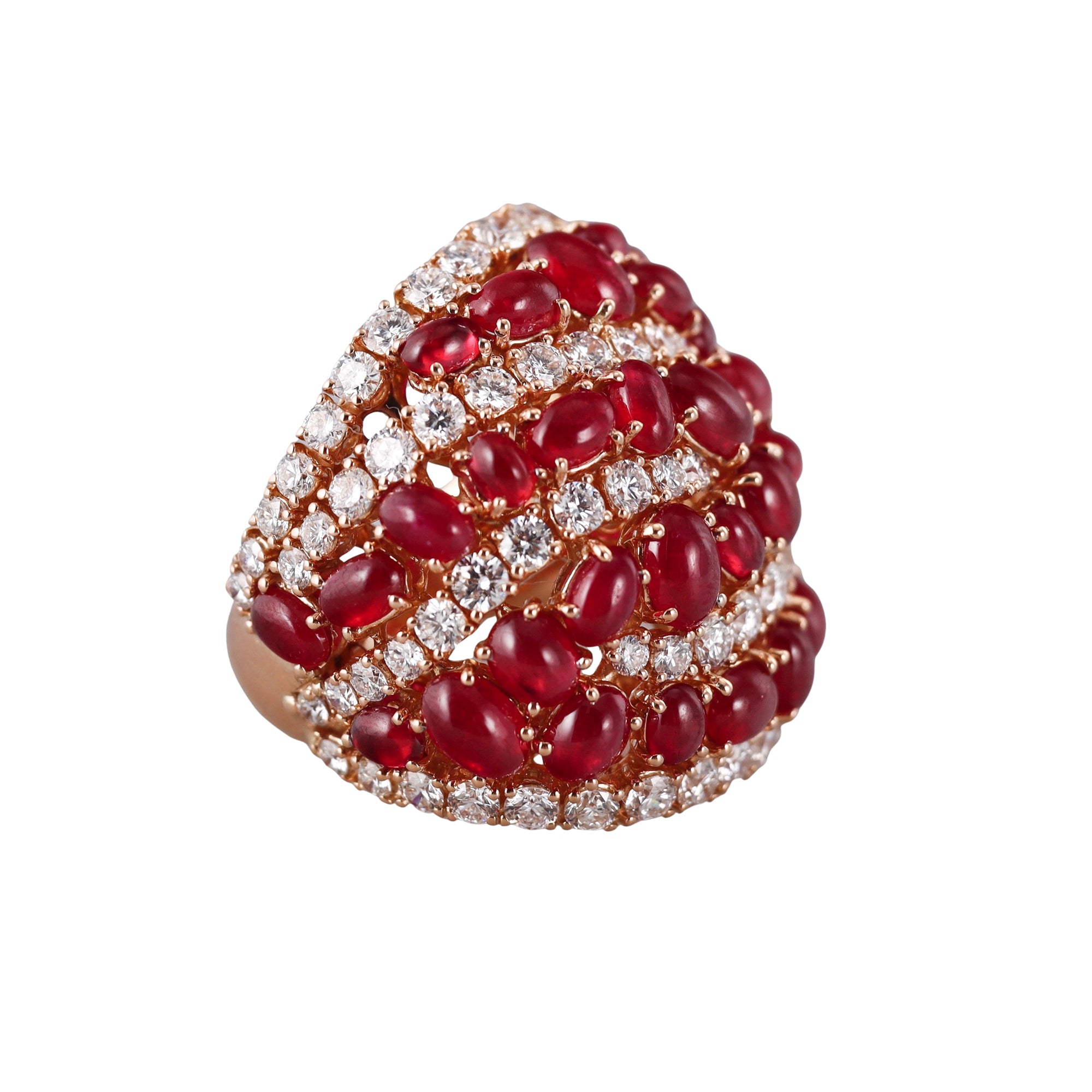 Crivelli Ruby Diamond Rose Gold Dome Ring
