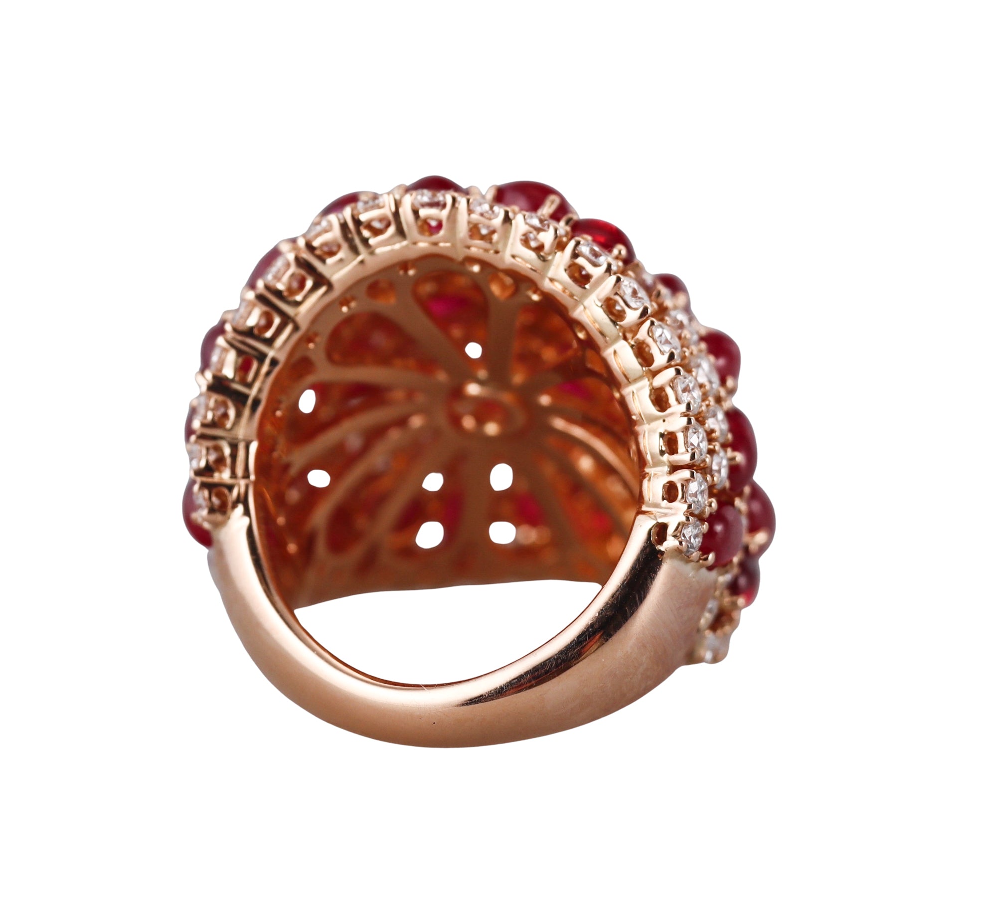 Crivelli Ruby Diamond Rose Gold Dome Ring