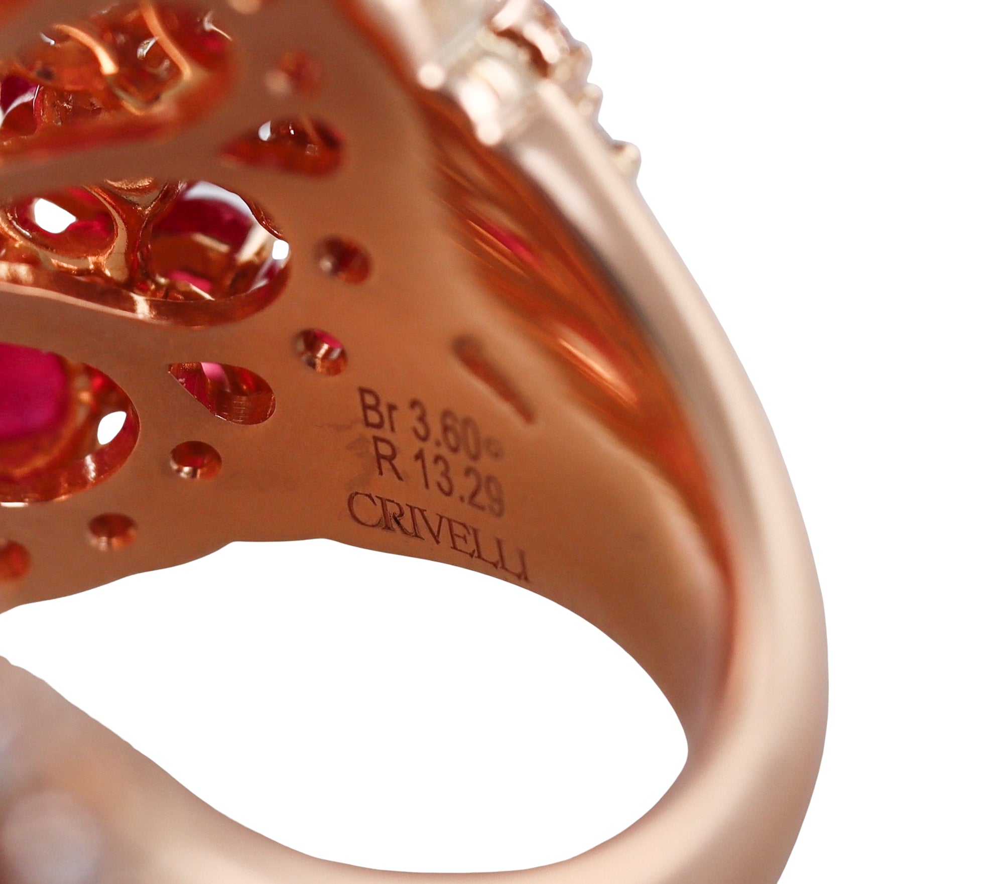 Crivelli Ruby Diamond Rose Gold Dome Ring