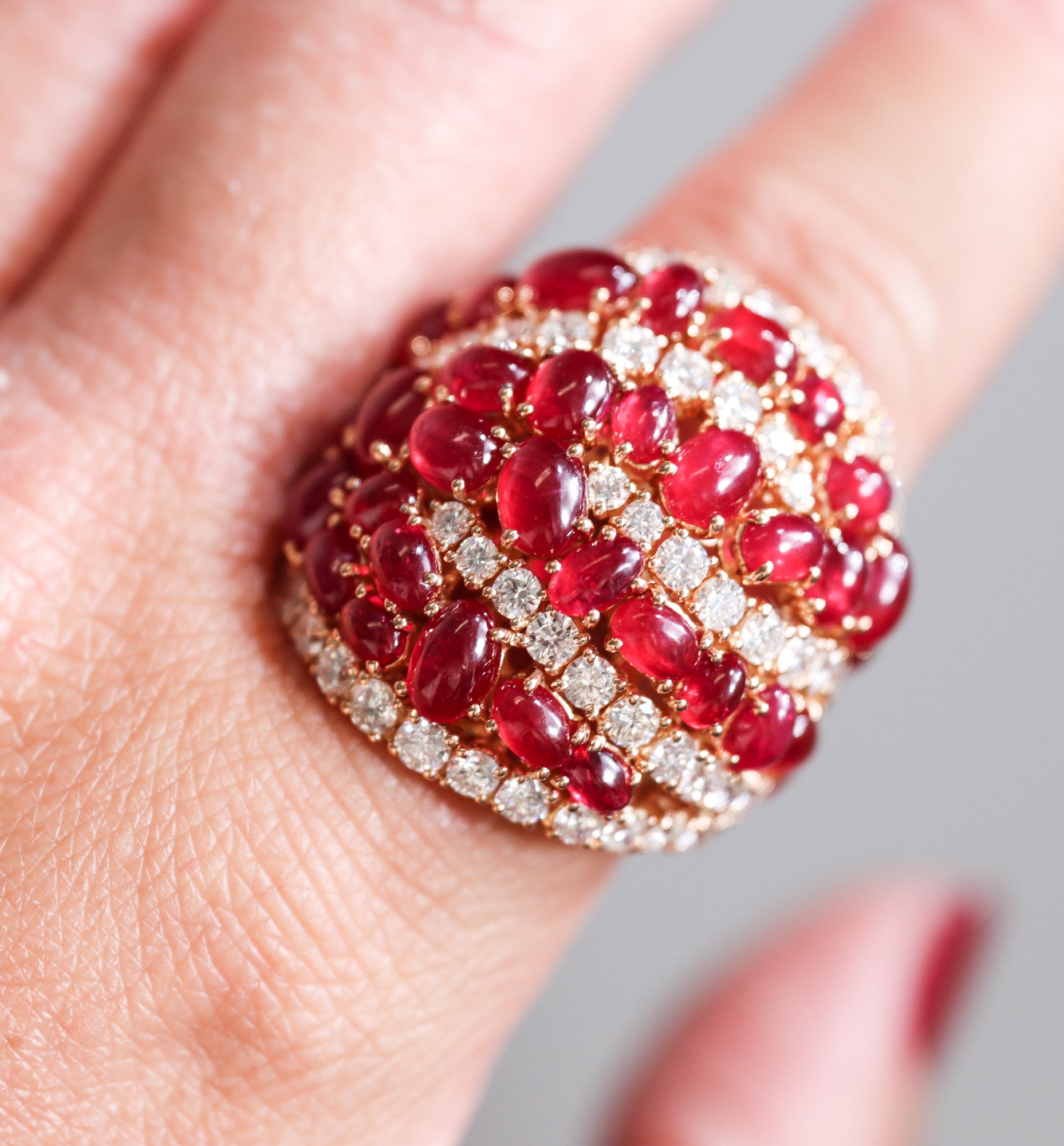 Crivelli Ruby Diamond Rose Gold Dome Ring
