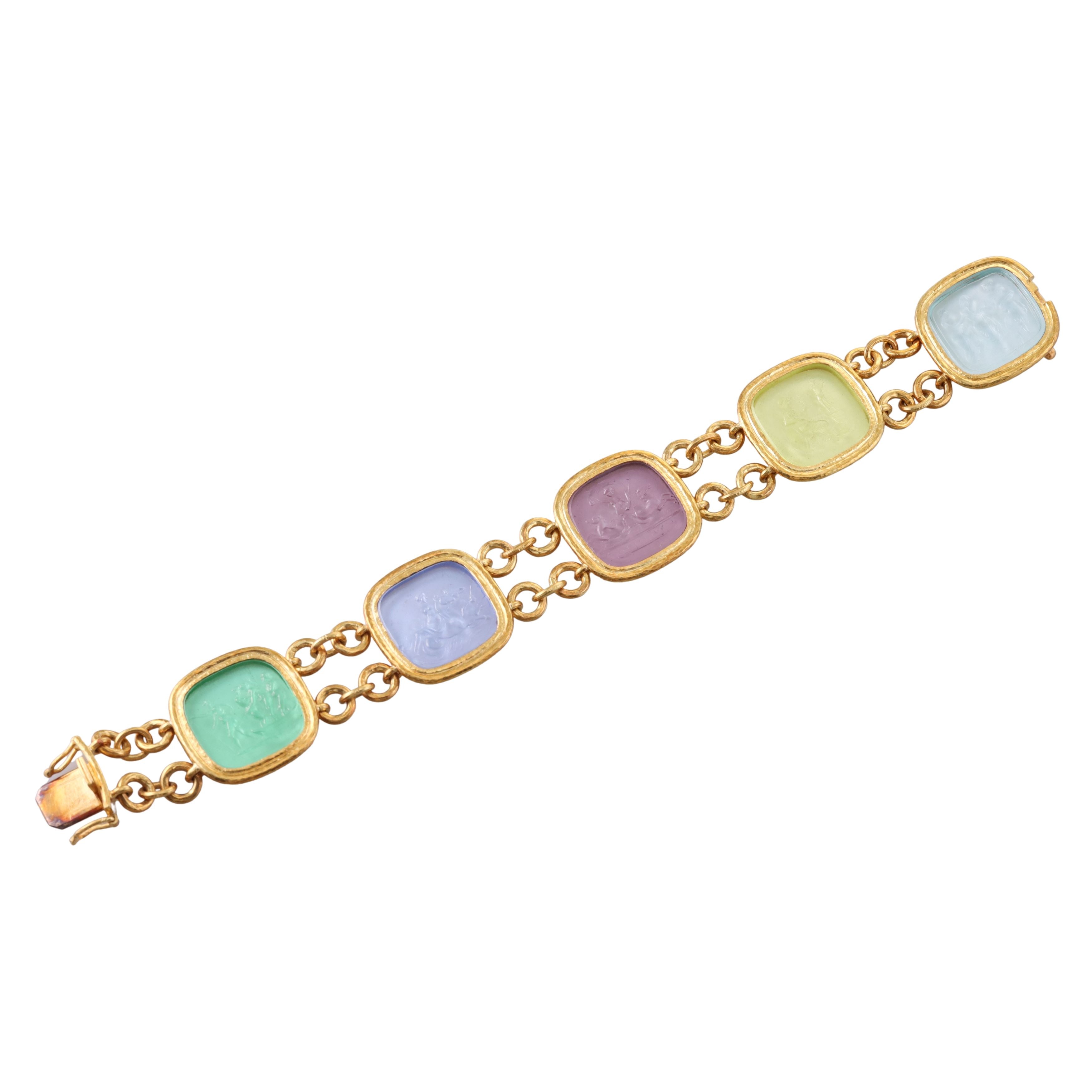 Elizabeth Locke Venetian Glass Intaglio Gold Bracelet