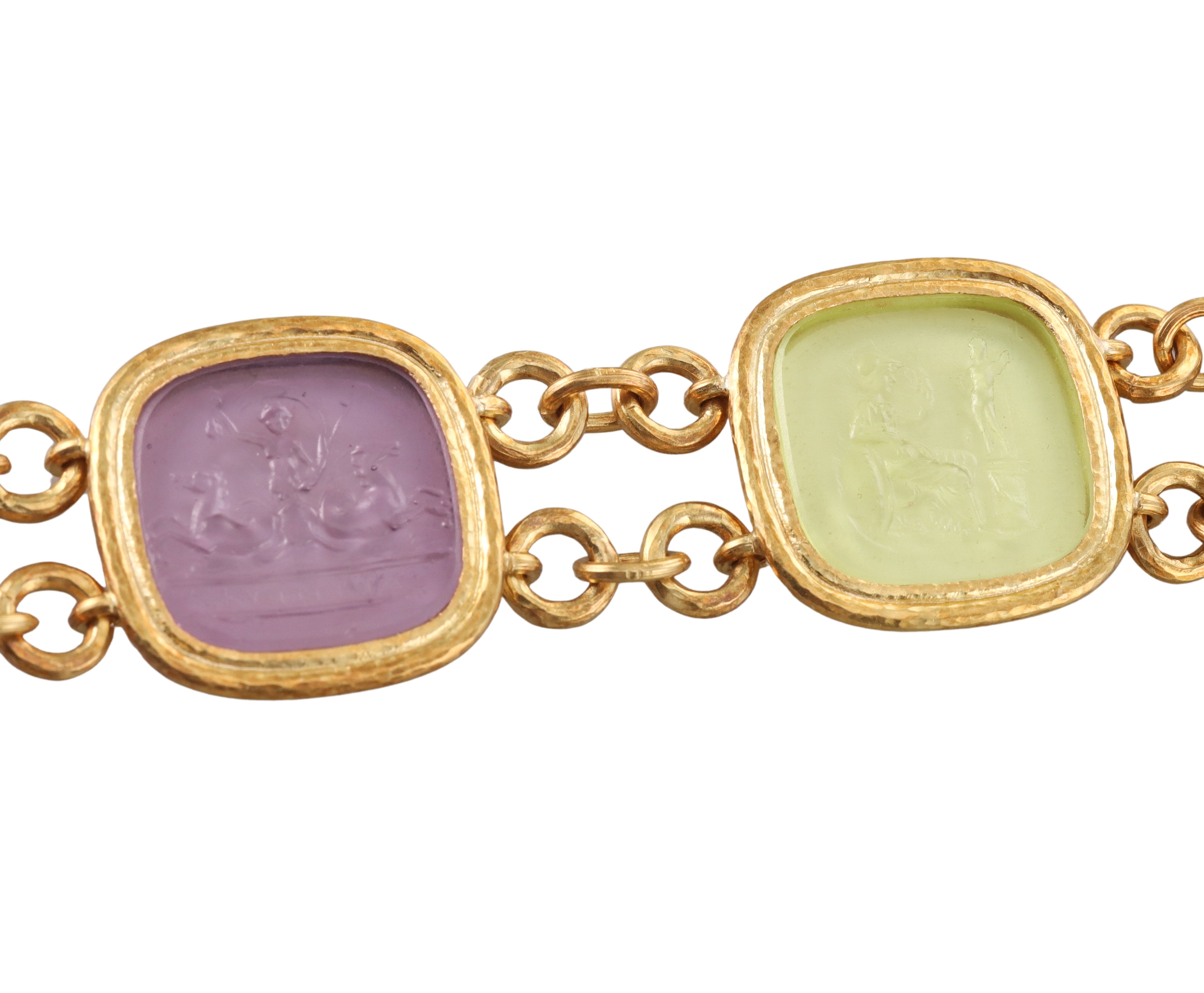 Elizabeth Locke Venetian Glass Intaglio Gold Bracelet