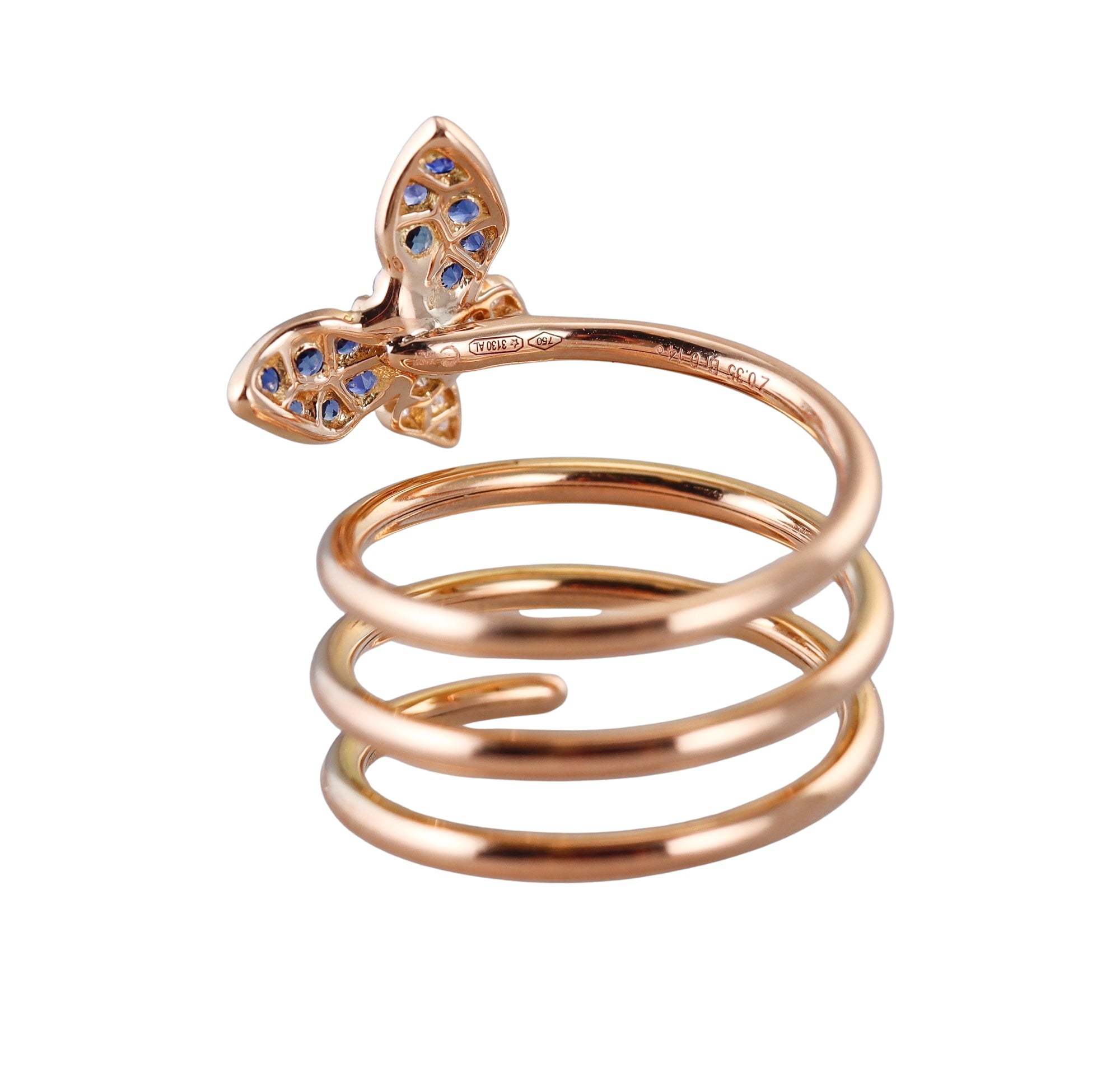 Crivelli Yellow Gold Diamond Sapphire Butterfly Coil Wrap Ring