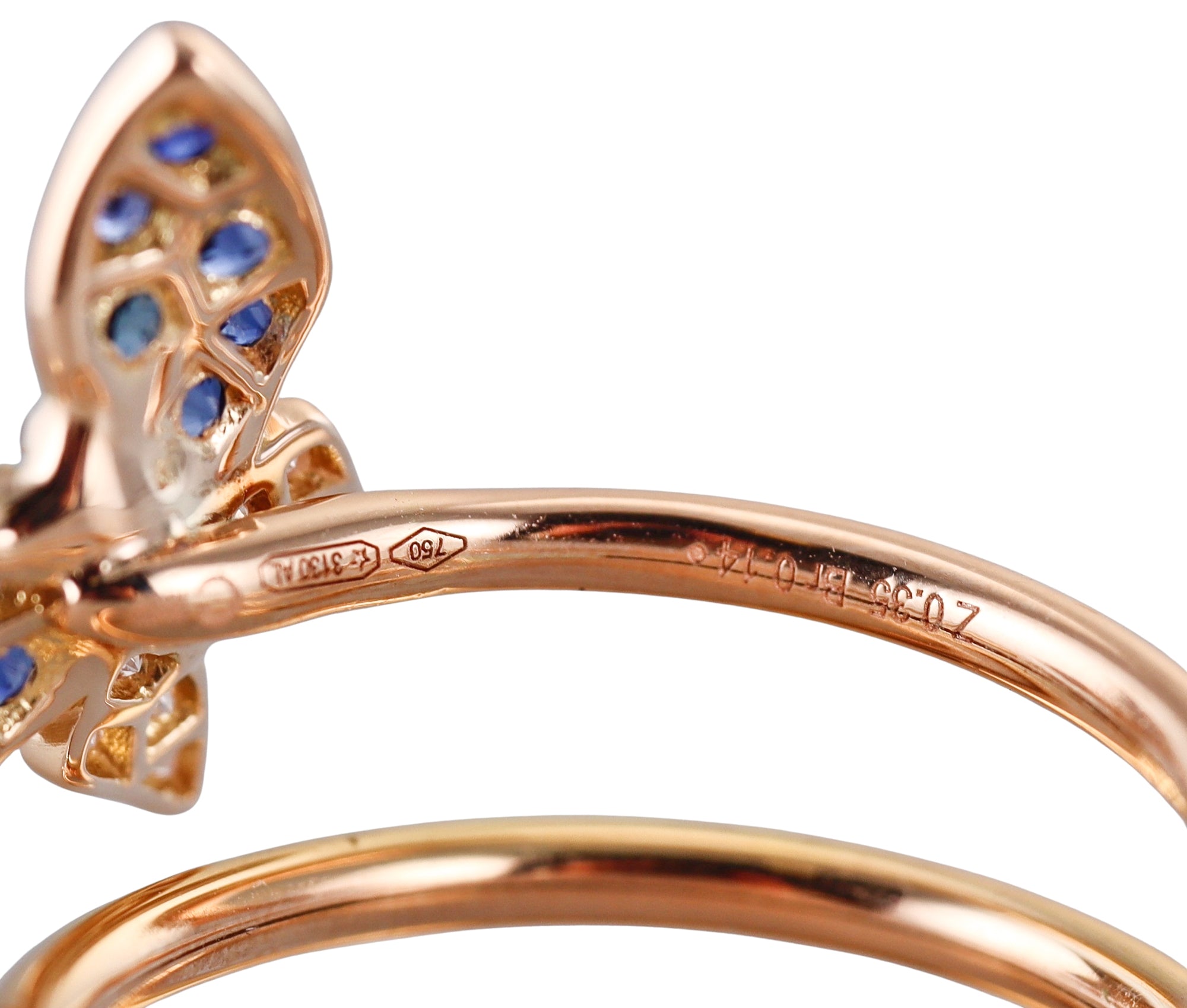 Crivelli Yellow Gold Diamond Sapphire Butterfly Coil Wrap Ring