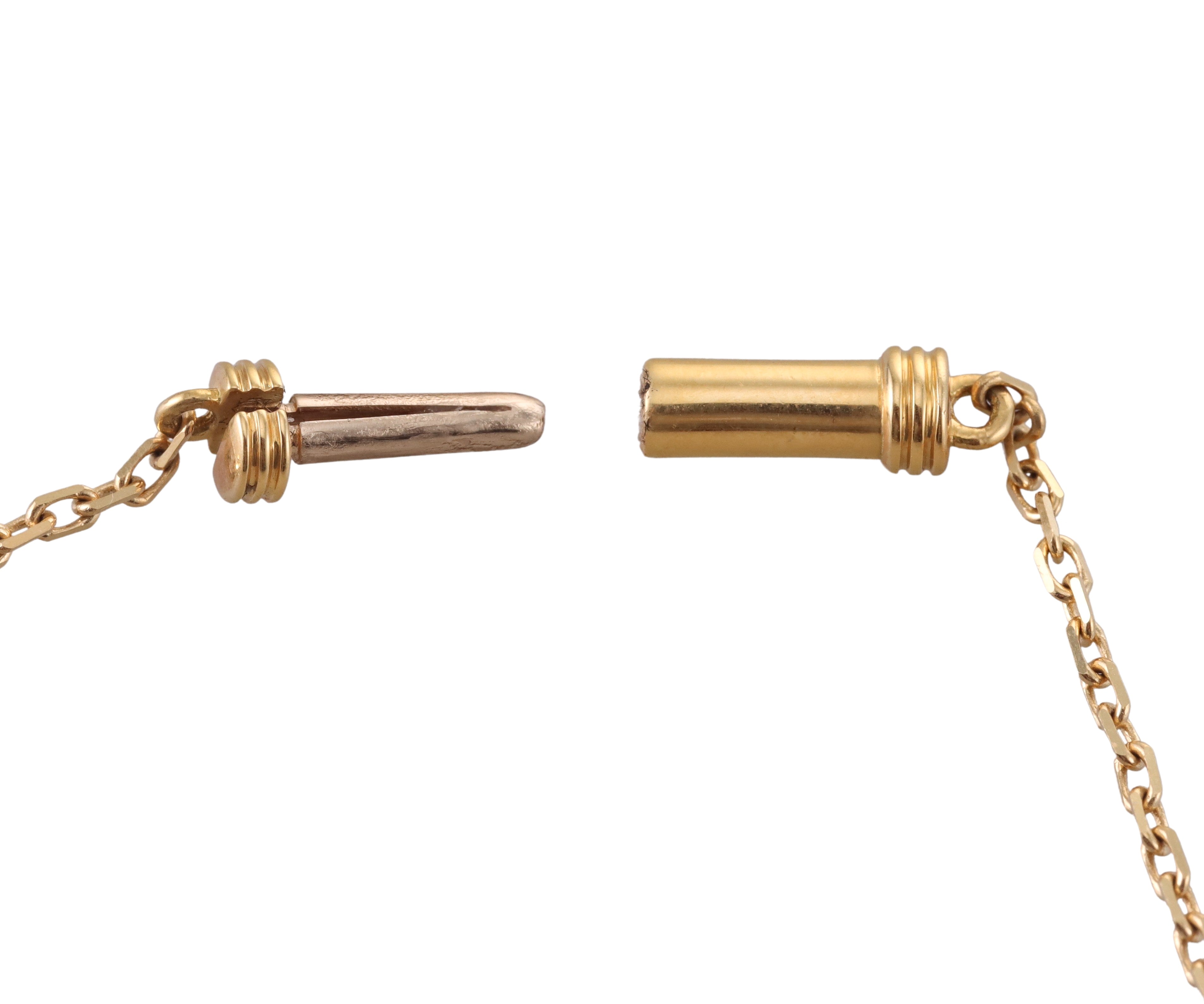 David Webb Gold Platinum Diamond White Enamel Skip Necklace
