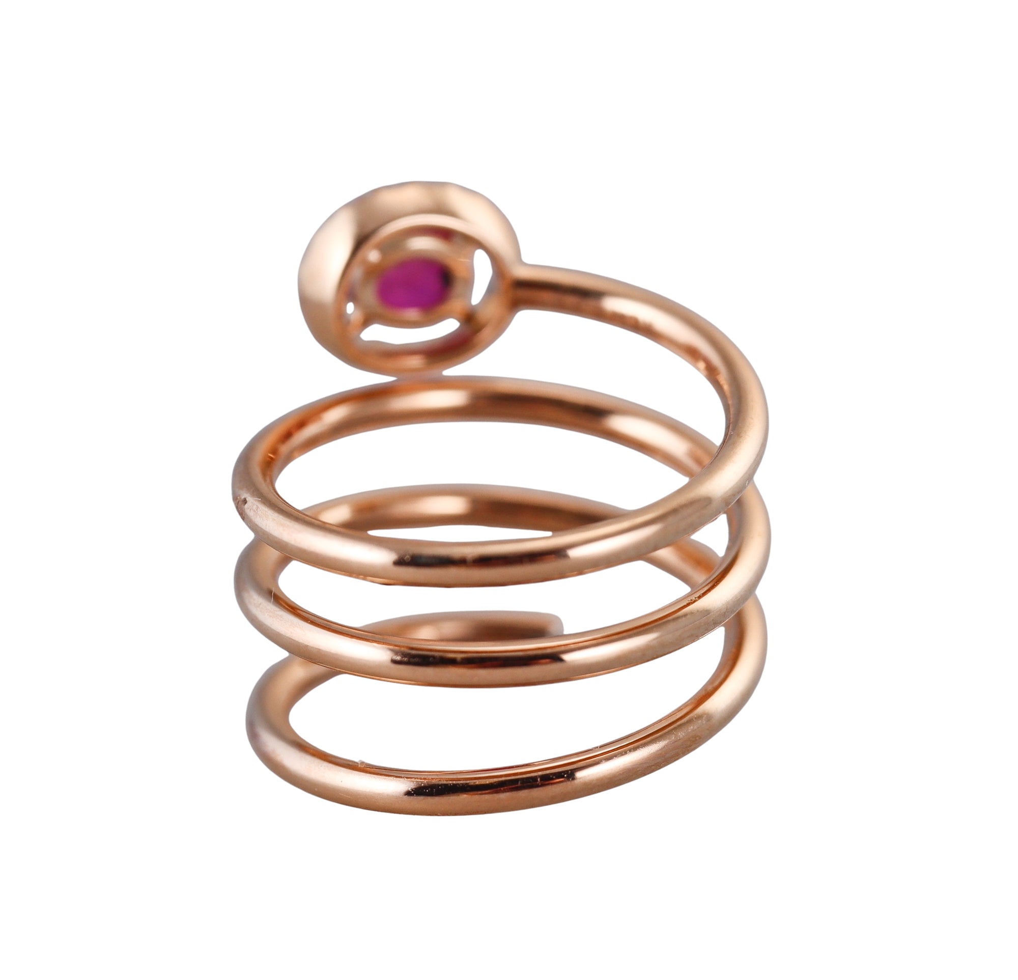 Crivelli Rose Gold Diamond Ruby Coil Wrap Ring