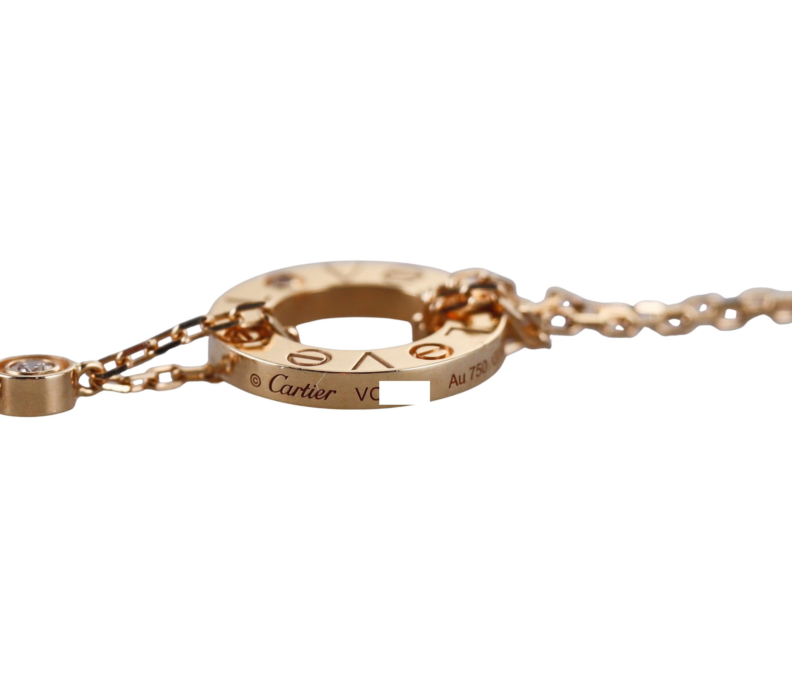 Cartier Love Diamond Yellow Gold Chain Circle Bracelet