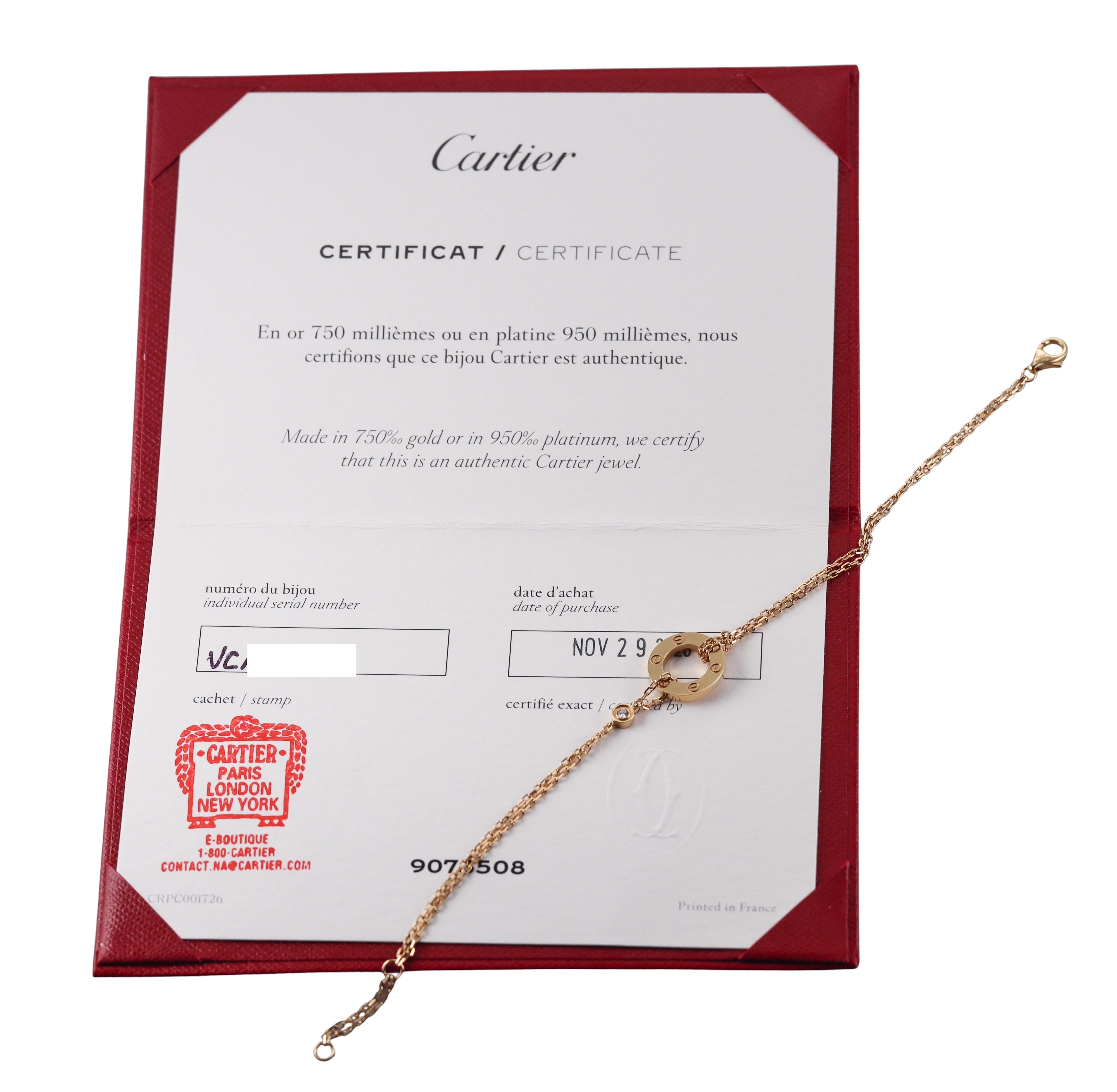 Cartier Love Diamond Yellow Gold Chain Circle Bracelet