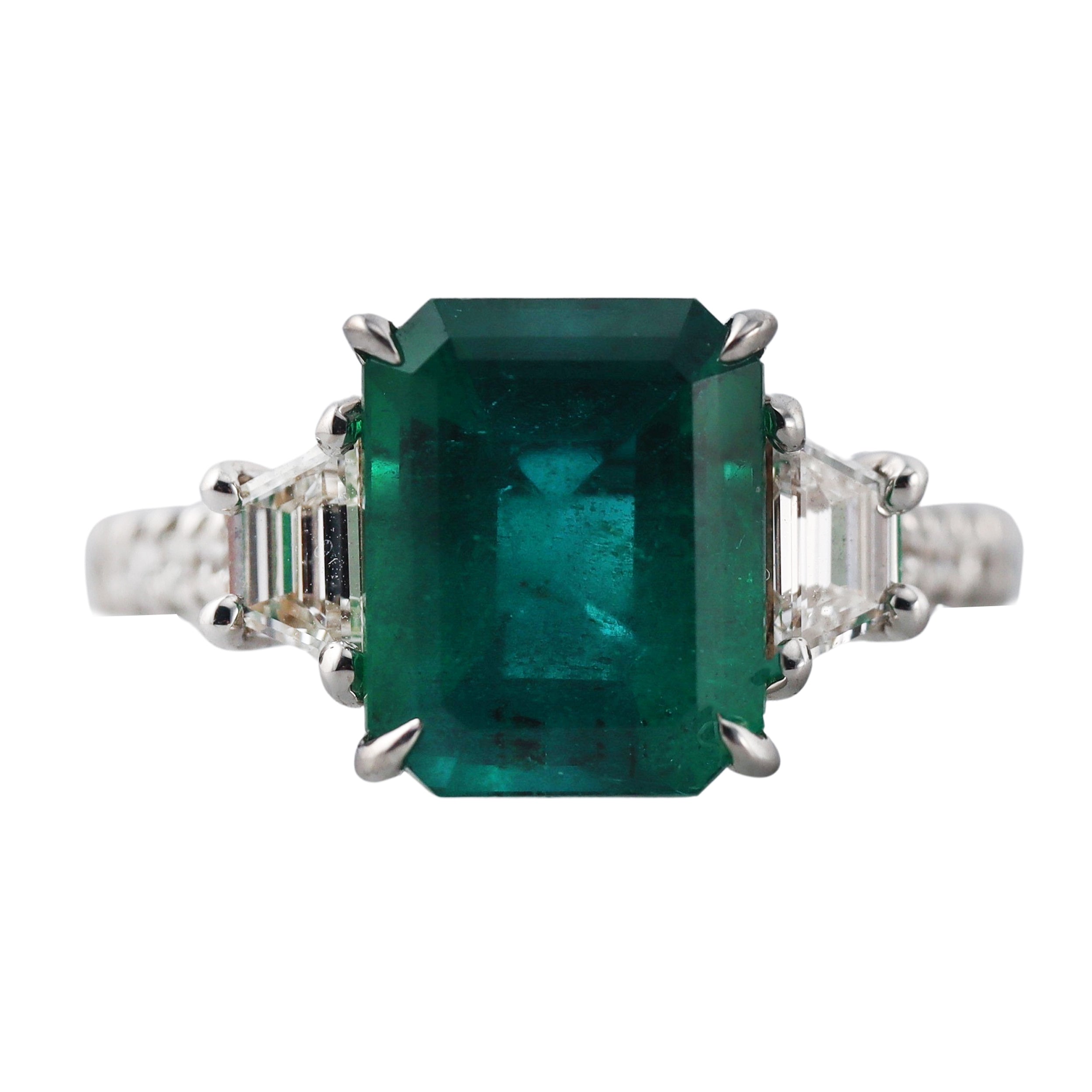 4ct Emerald Diamond Gold Ring