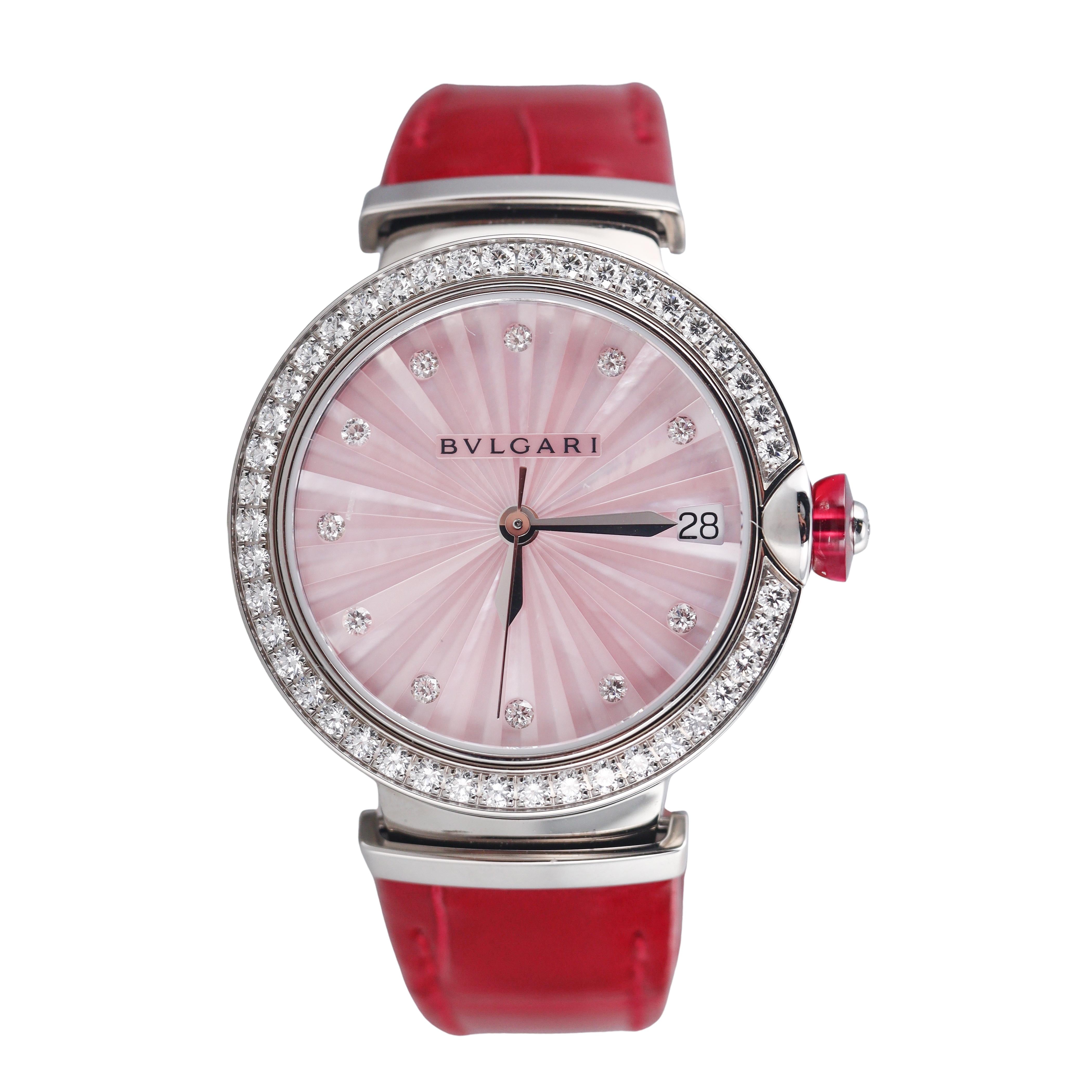 Bulgari Lucea Diamond Mother of Pearl Steel Ladies Watch LU33S