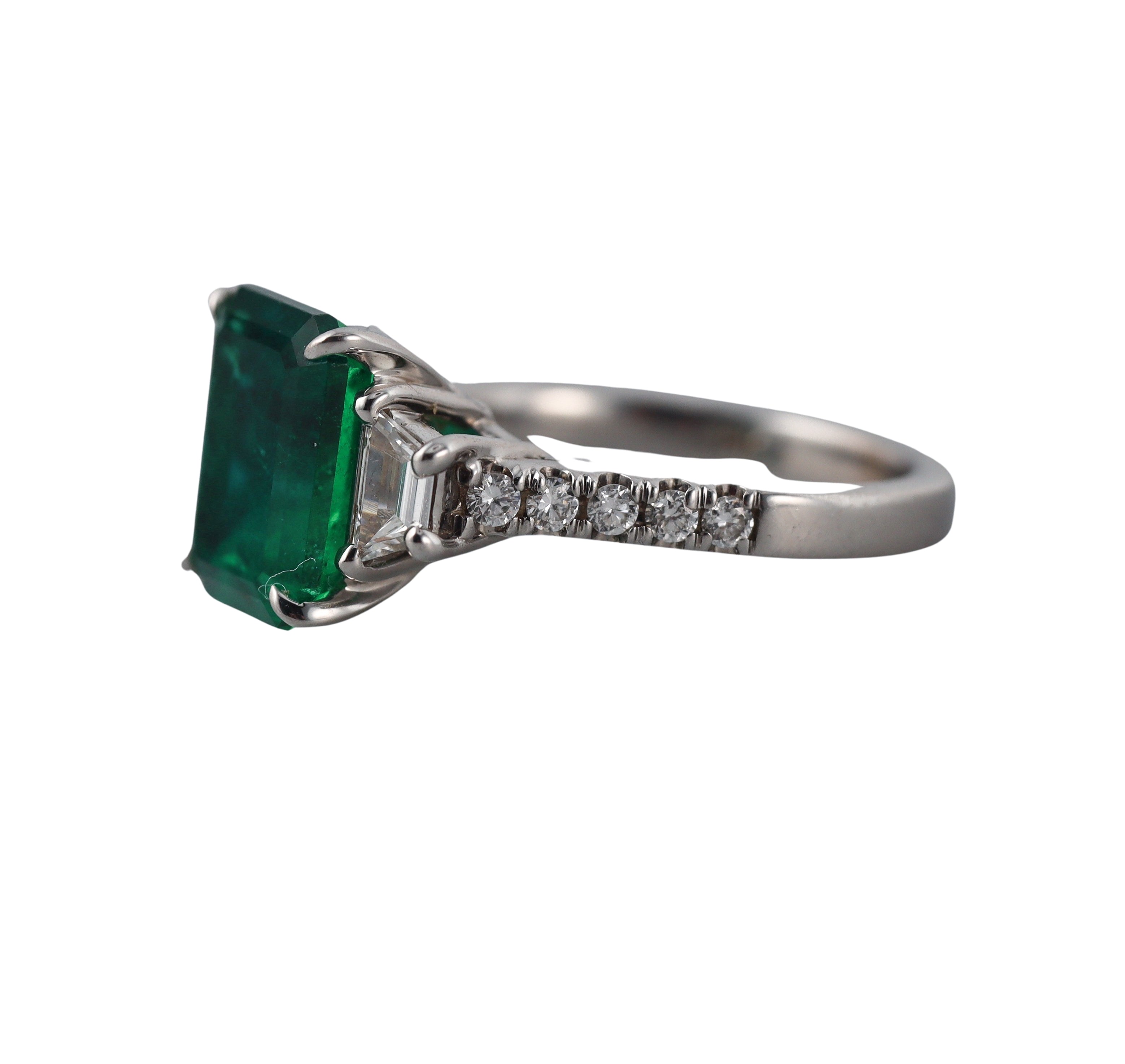 4ct Emerald Diamond Gold Ring