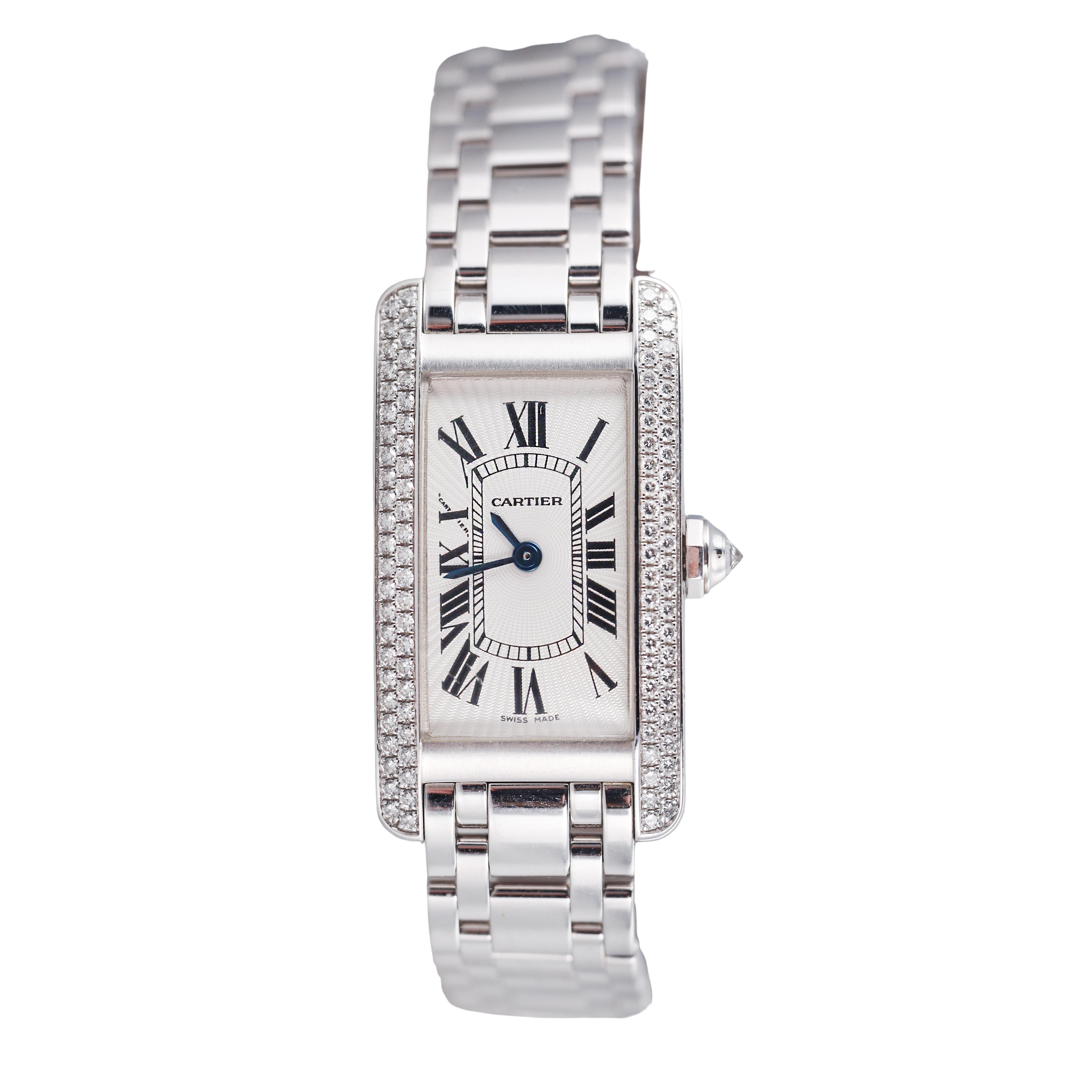 Cartier Tank Americaine White Gold Diamond Watch 2489