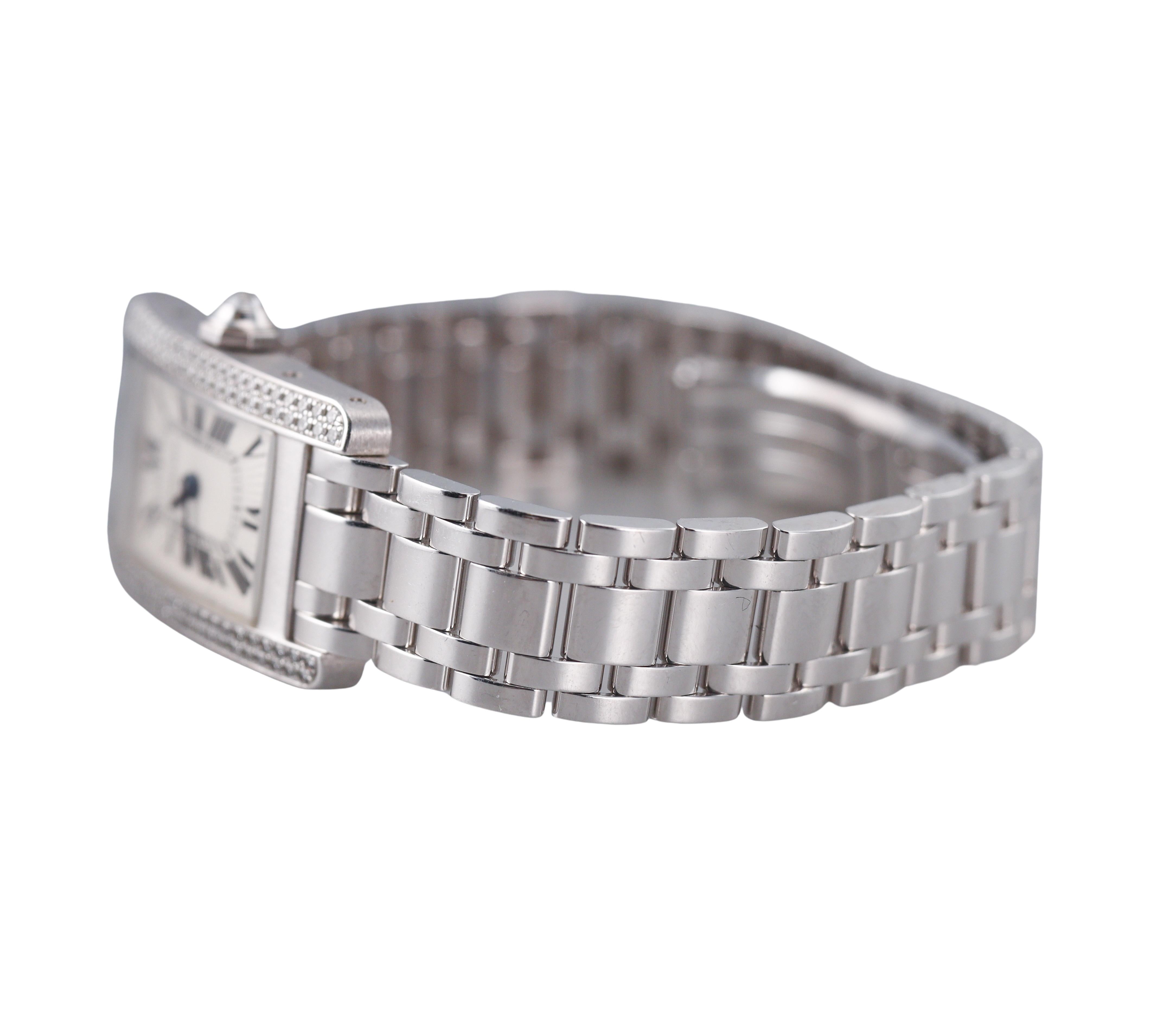 Cartier Tank Americaine White Gold Diamond Watch 2489
