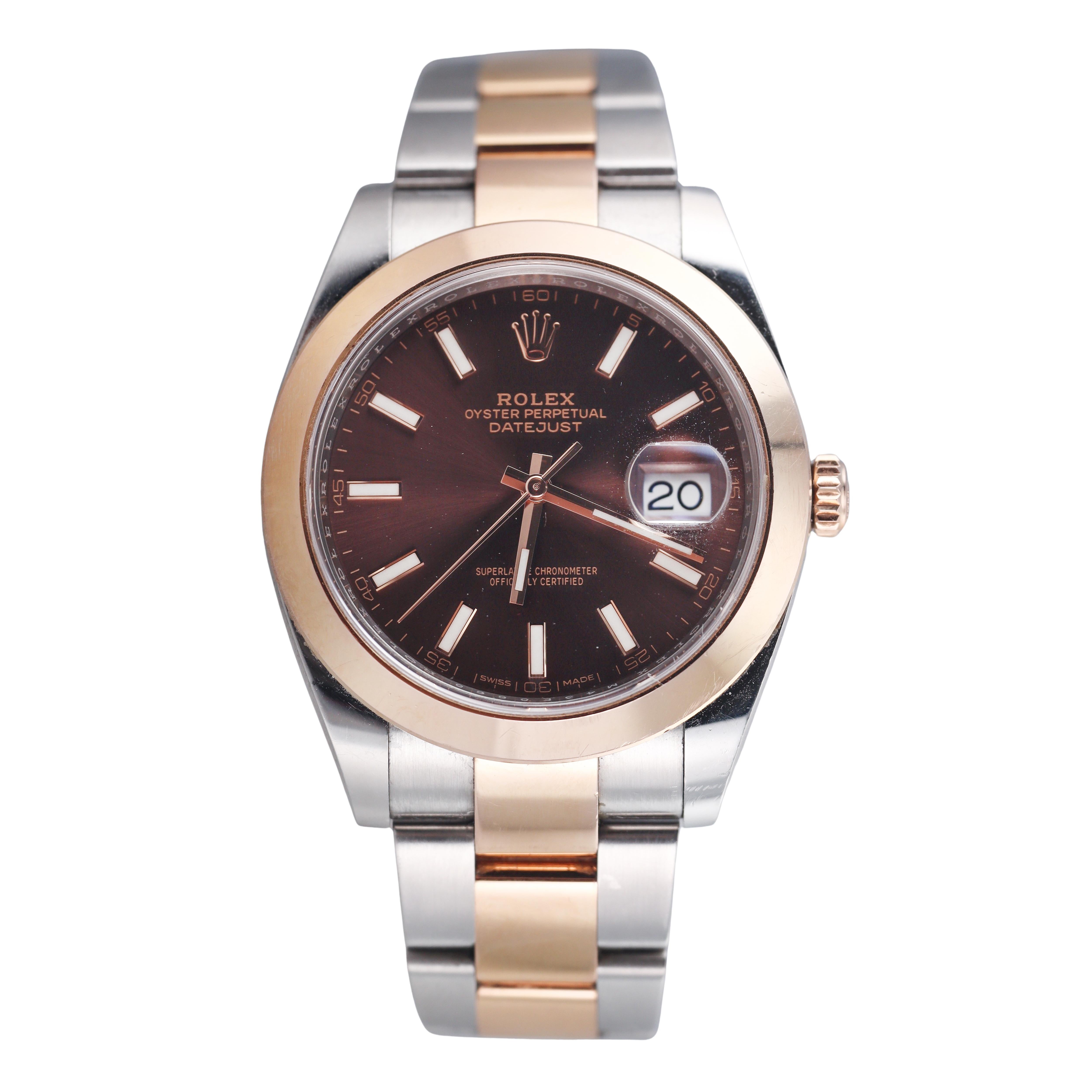 Rolex Datejust 41 Chocolate Dial 18K Rose Gold Steel Watch 126301
