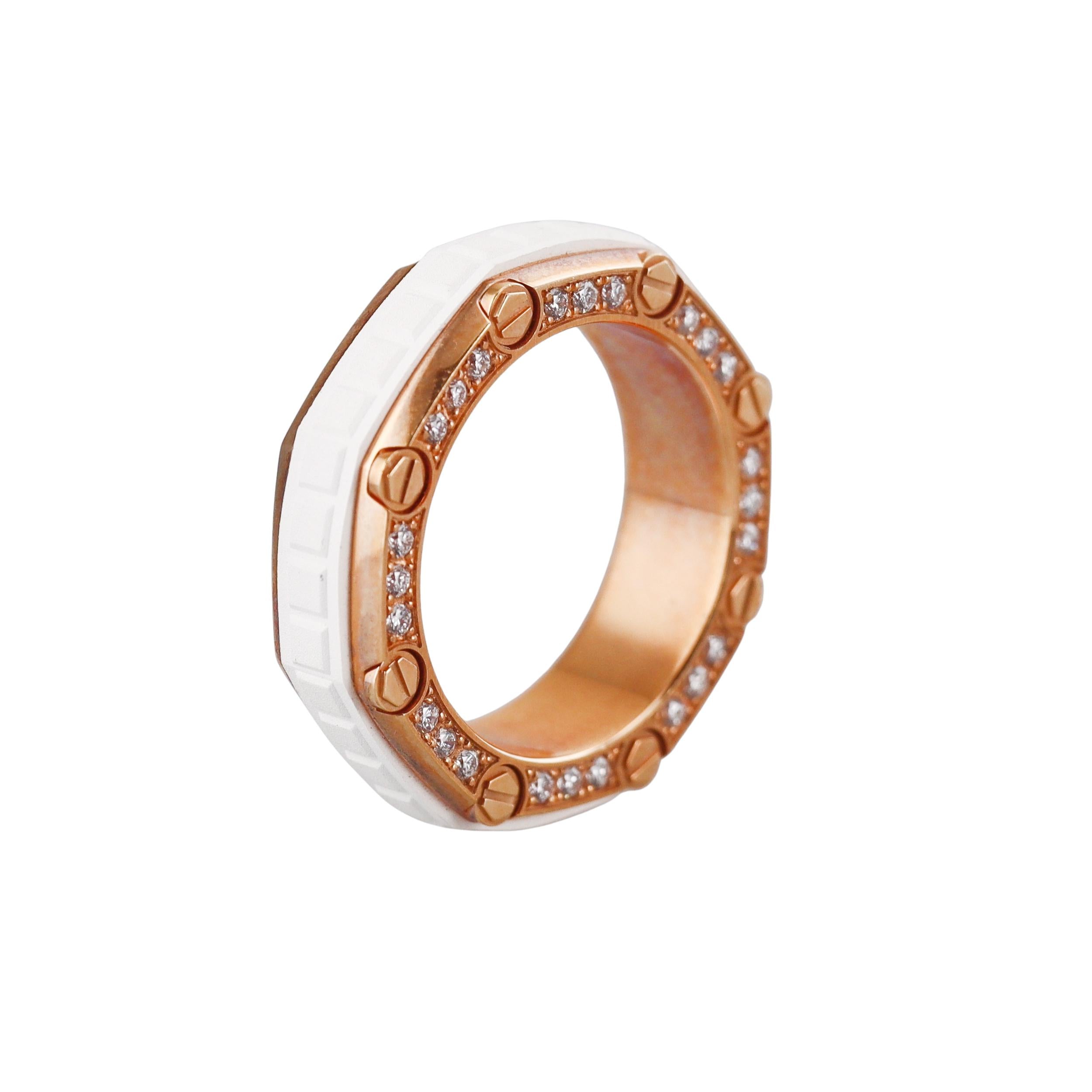 Audemars Piguet Gold Diamond Rubber Royal Oak Offshore Ring