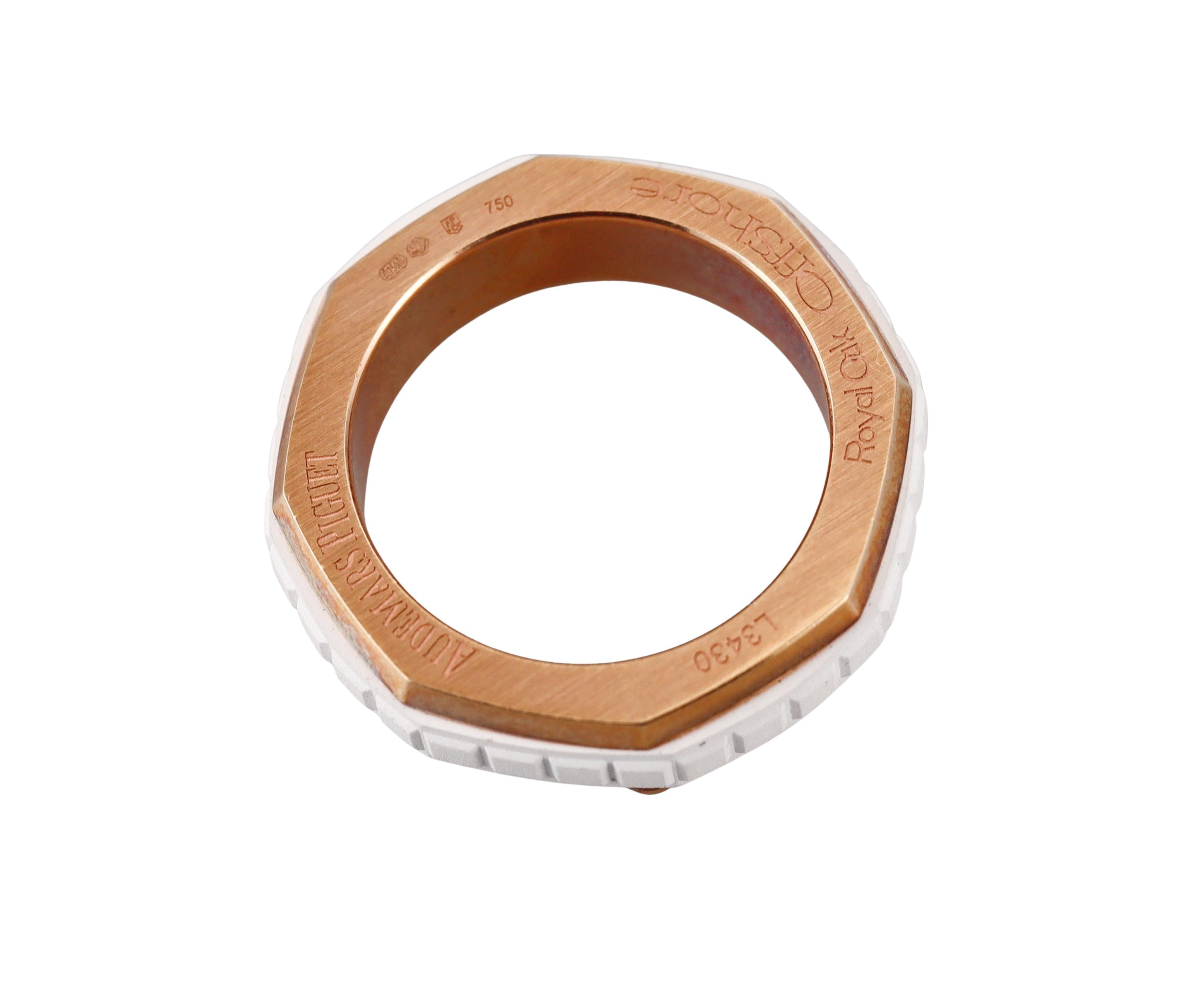 Audemars Piguet Gold Diamond Rubber Royal Oak Offshore Ring