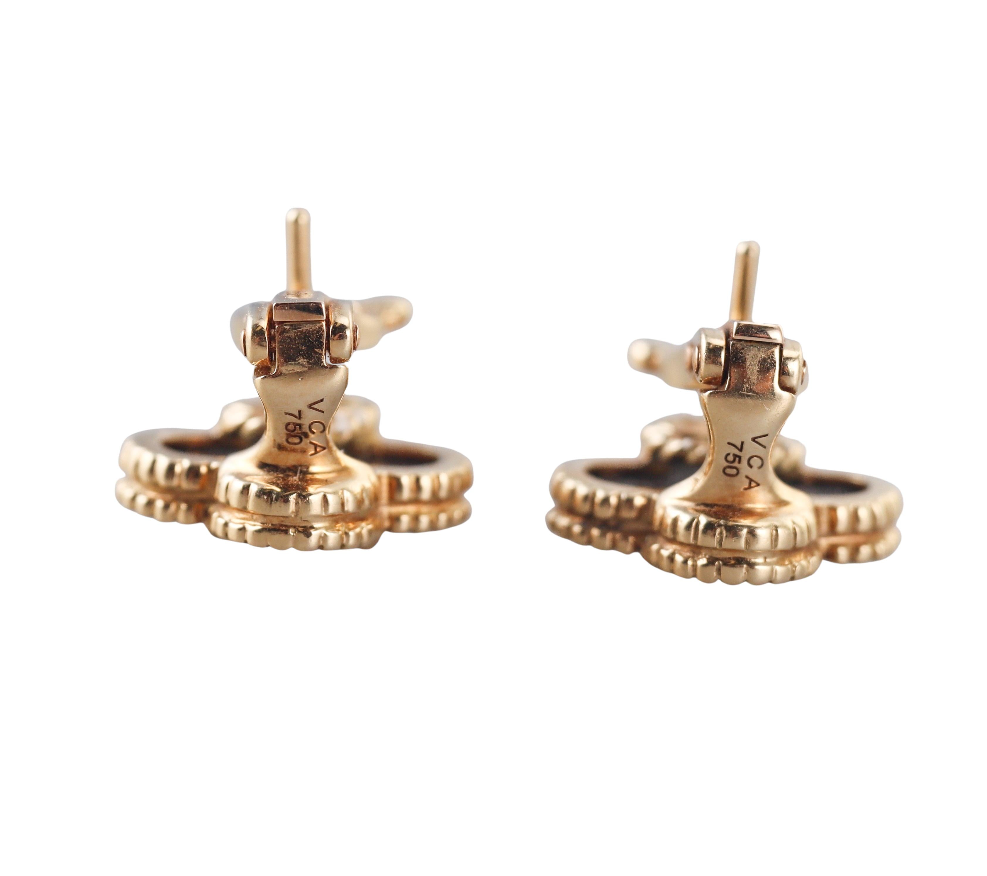 Van Cleef & Arpels Vintage Alhambra Onyx Gold Earrings
