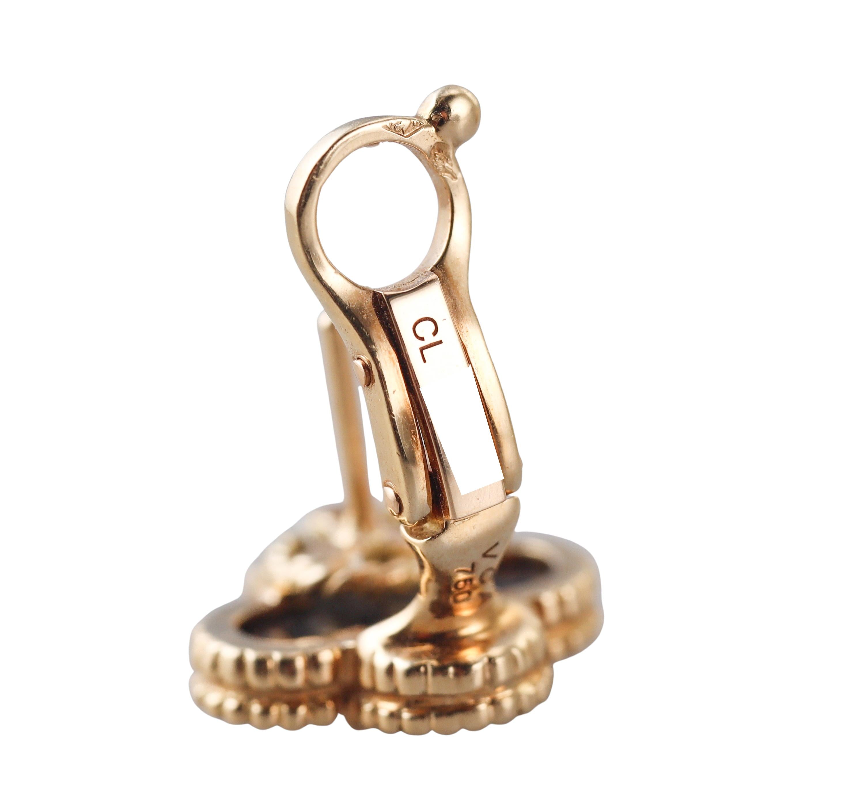 Van Cleef & Arpels Vintage Alhambra Onyx Gold Earrings