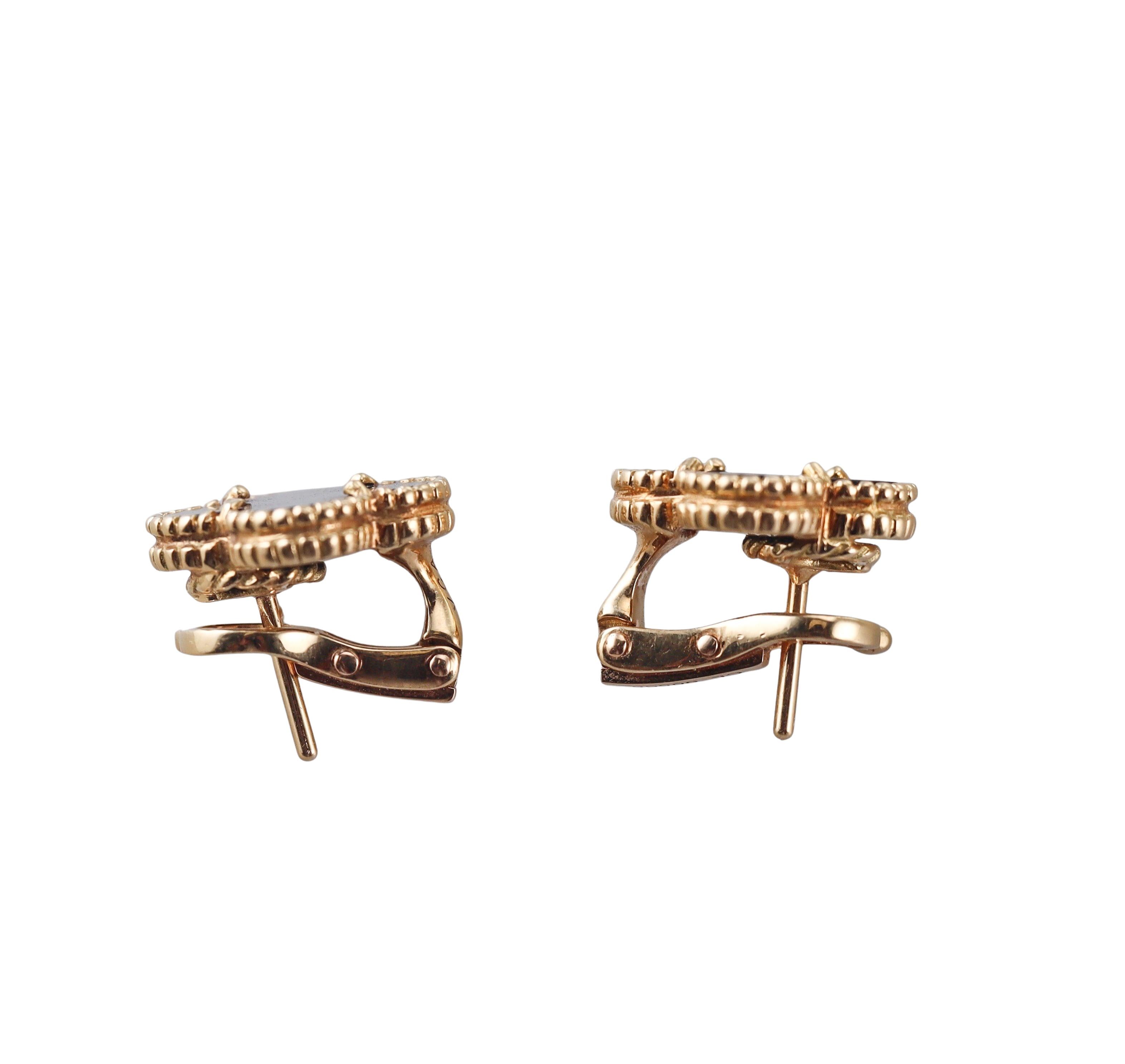 Van Cleef & Arpels Vintage Alhambra Onyx Gold Earrings