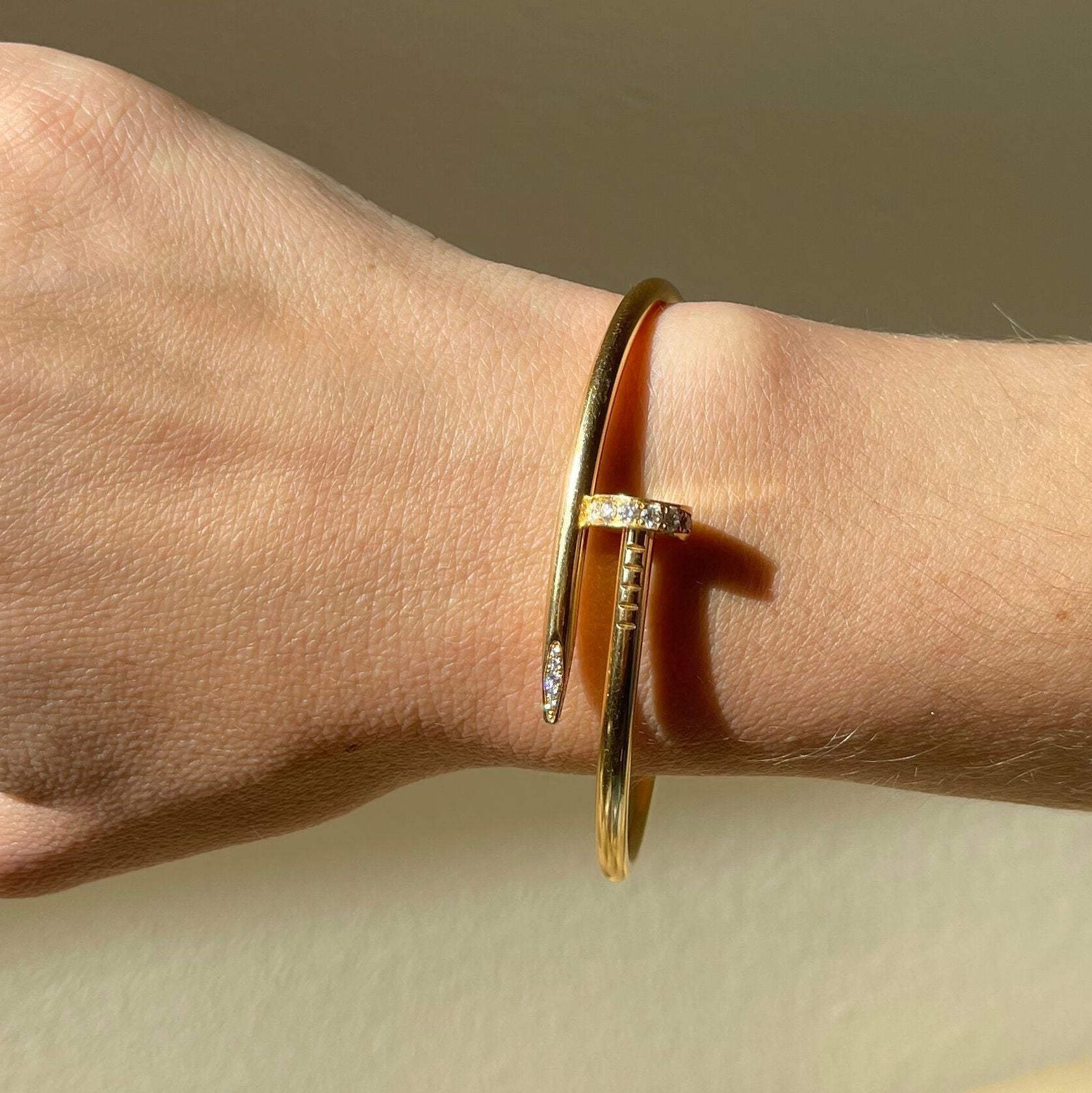 Cartier Juste Un Clou Yellow Gold Diamond Nail Bracelet Size 18