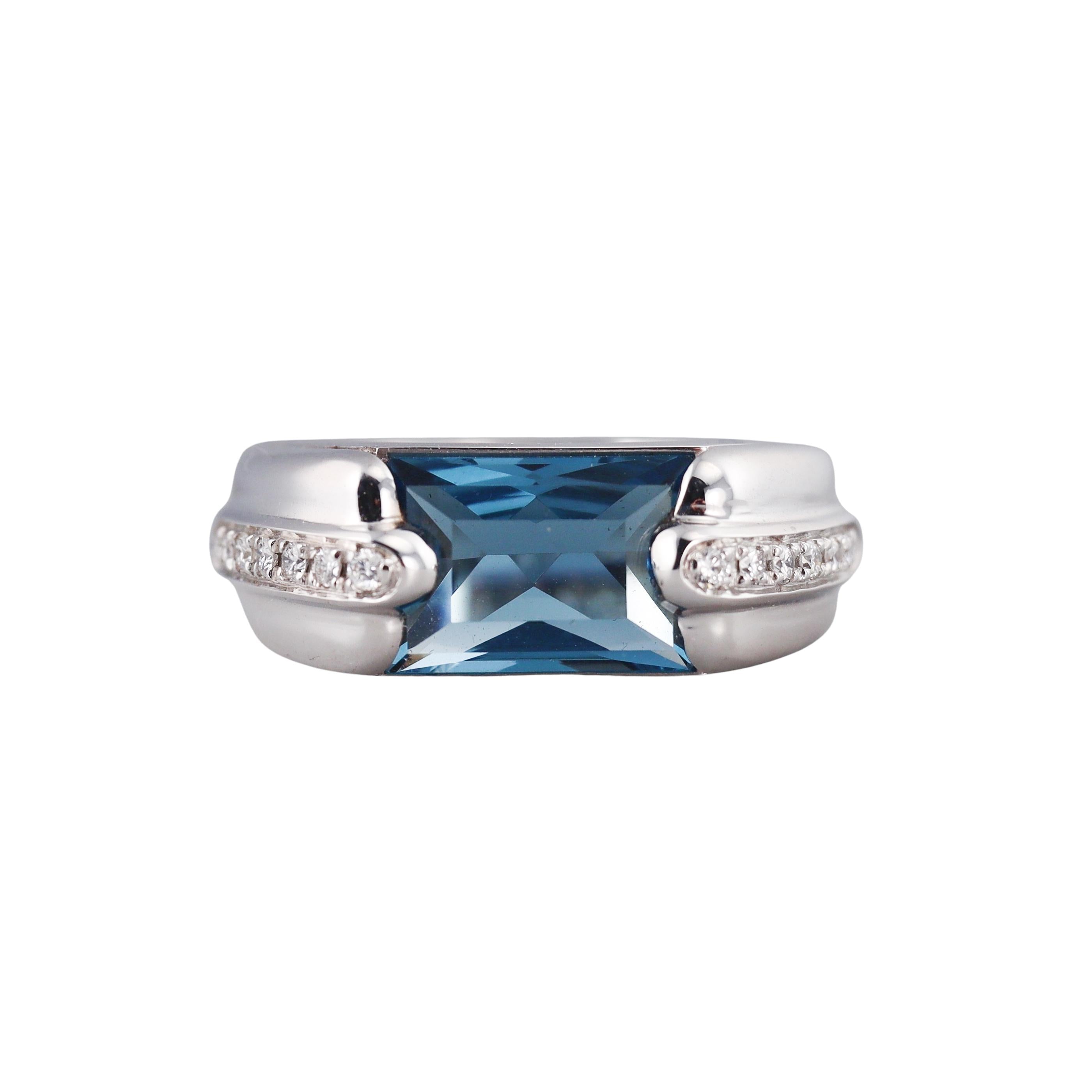 Audemars Piguet Promesse Blue Topaz Diamond Gold Ring