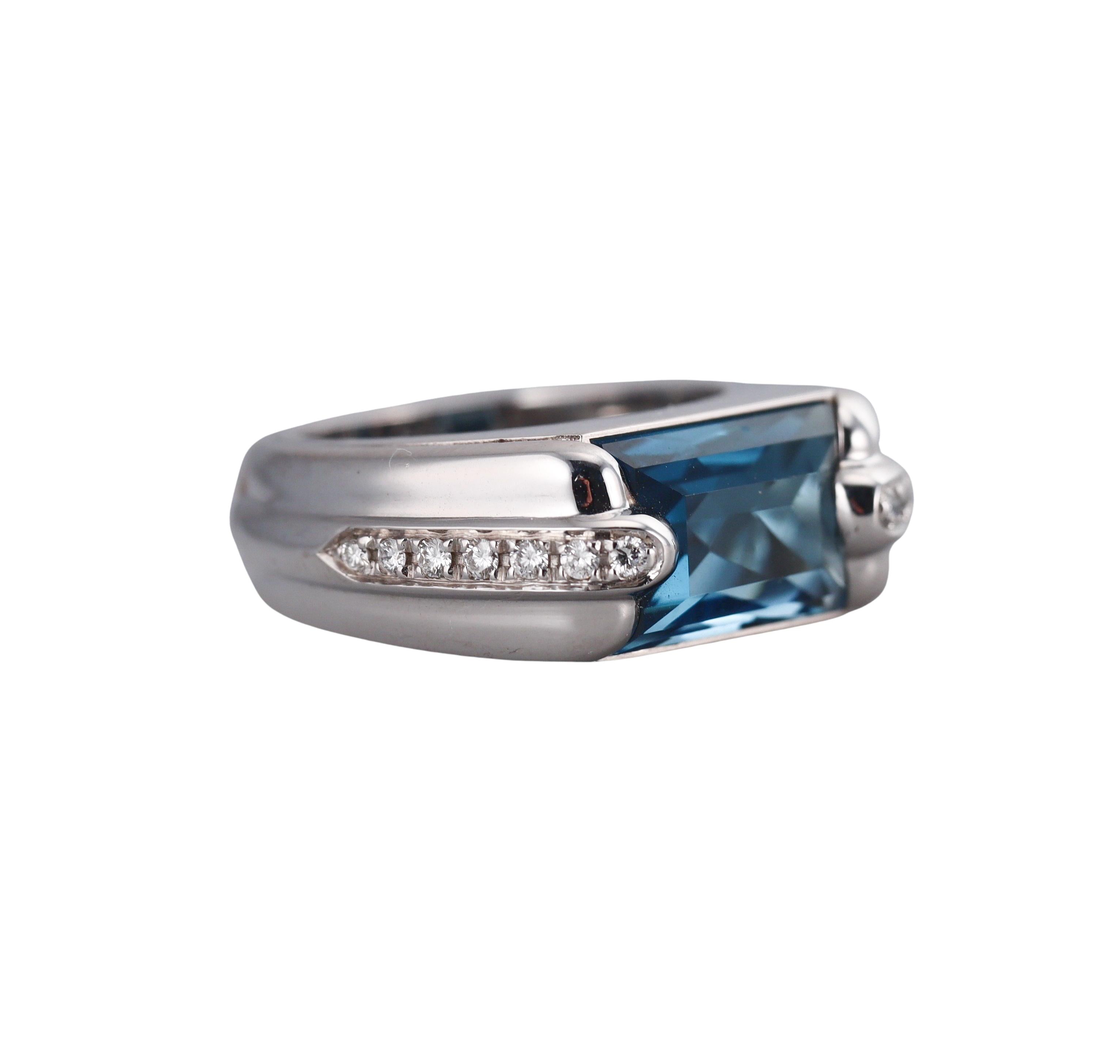 Audemars Piguet Promesse Blue Topaz Diamond Gold Ring